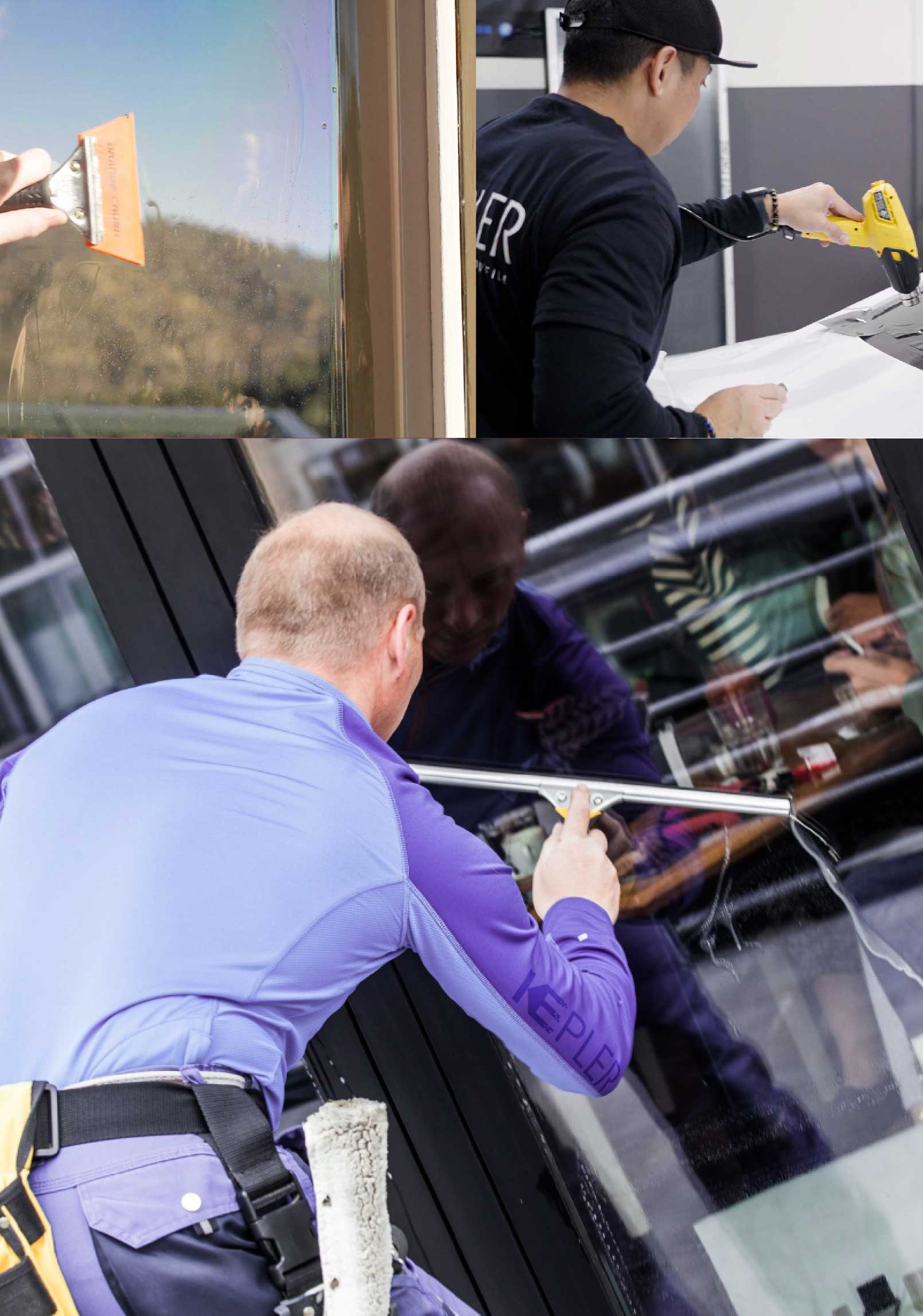 Kepler Skilled Applying Anti-Graffiti Window Film to a La Vista Shop Front