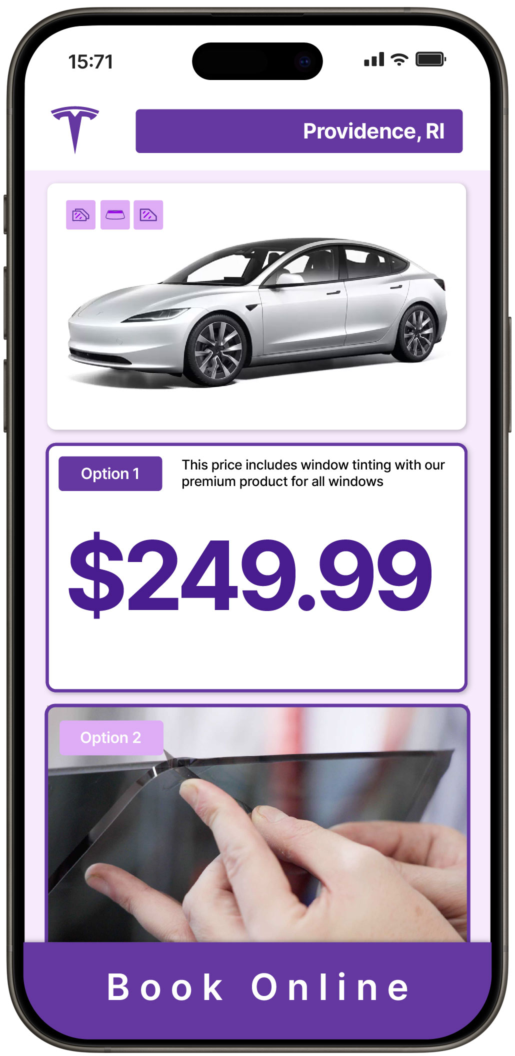 View Affordable Tesla Window Tinting Costs in Providence, Rhode Island