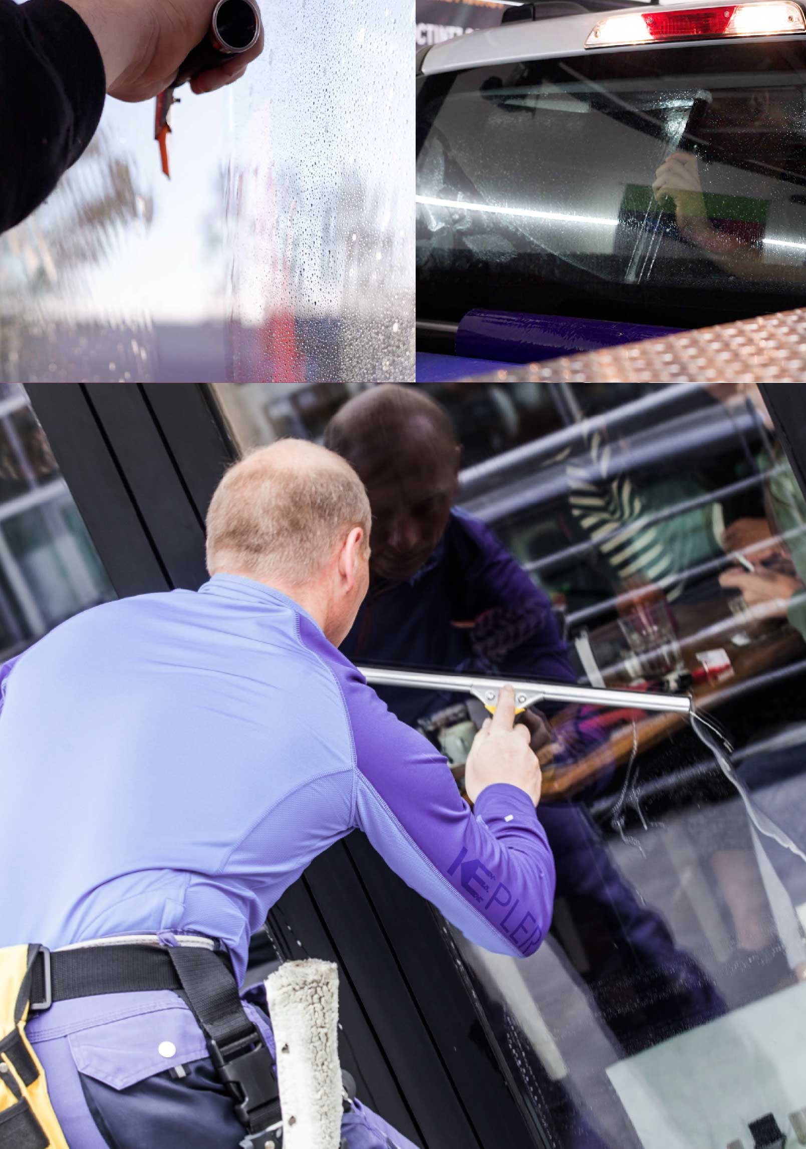 Kepler Skilled Applying Anti-Graffiti Window Film to a North Grafton Shop Front