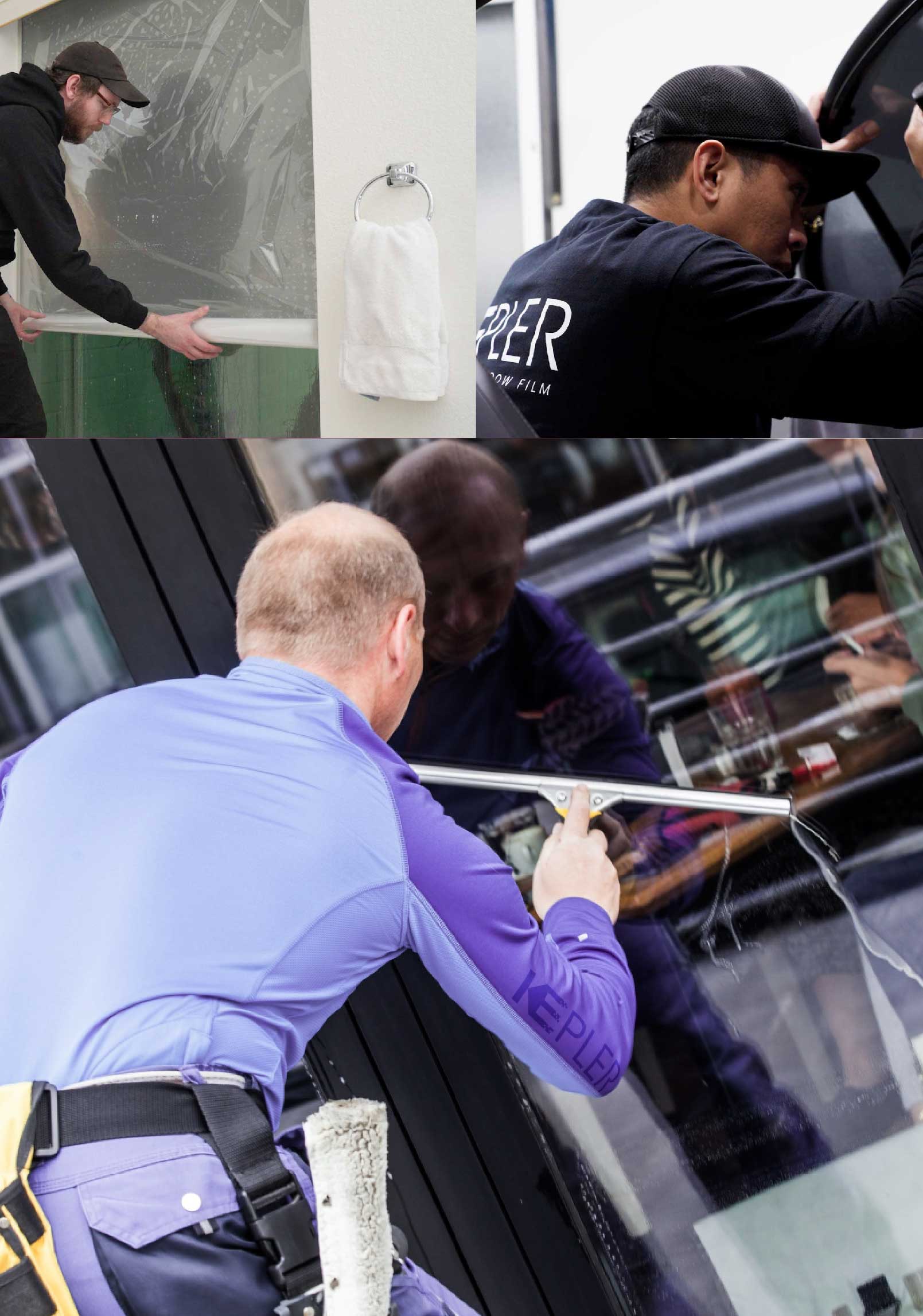 Kepler Skilled Applying Anti-Graffiti Window Film to a Pikesville Shop Front