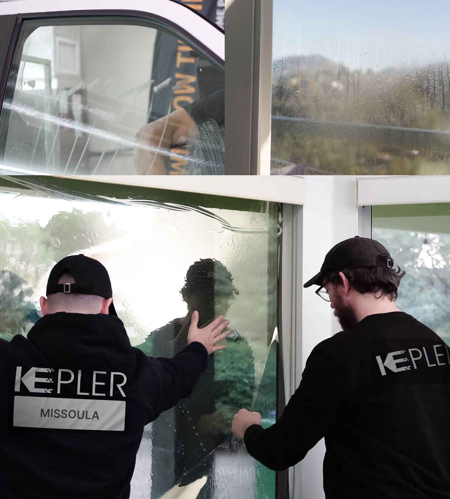 Expert Technician Applying High-tech Window Tint to Home in Missoula
