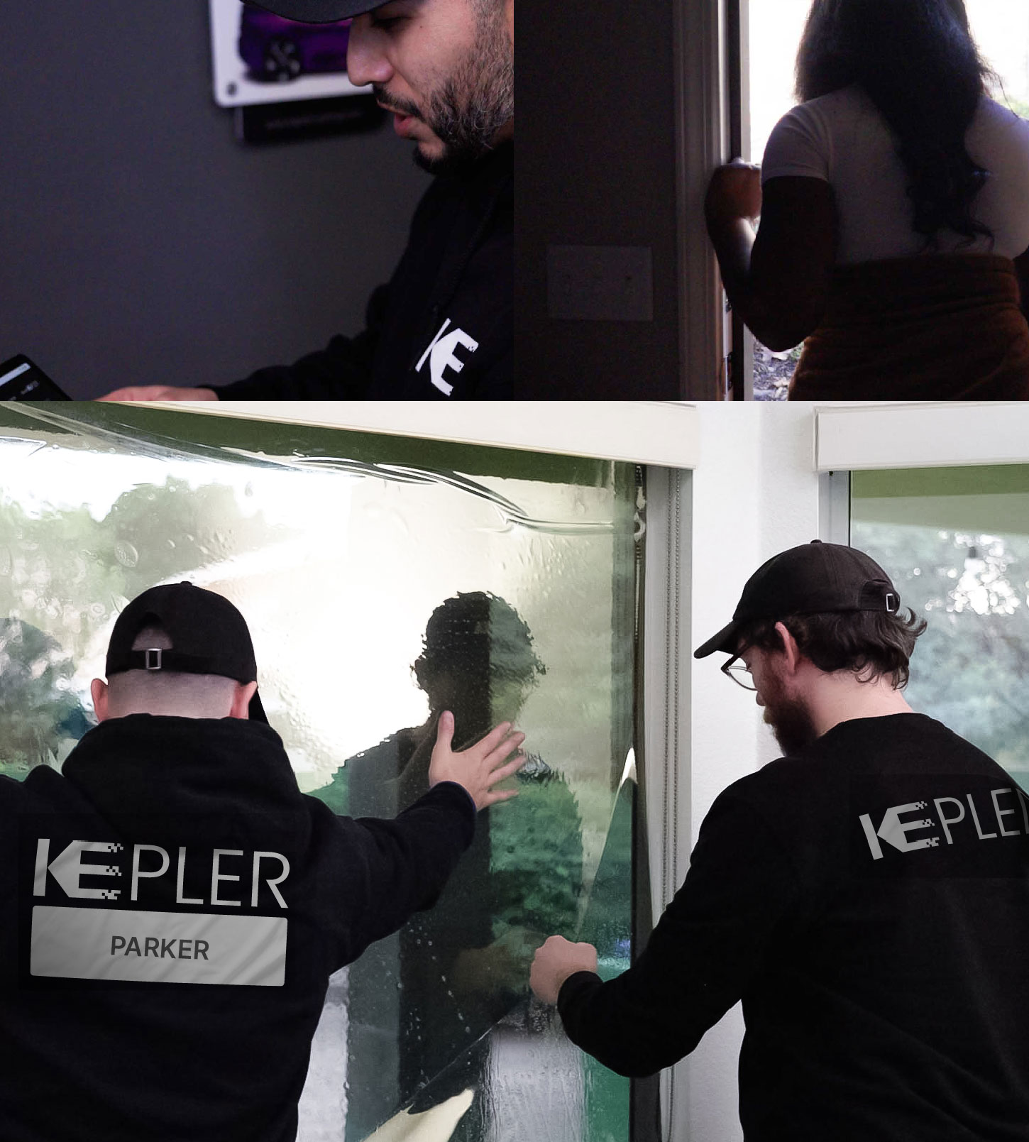 Expert Technician Installing Ceramic Window Tint to Home in Parker