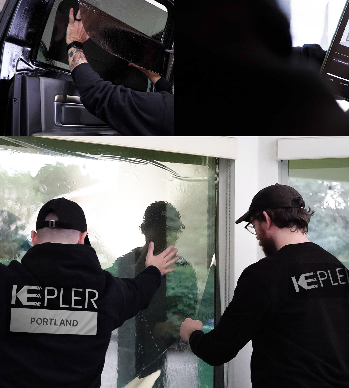 Kepler Technician Installing High-tech Window Tint to Home in Portland