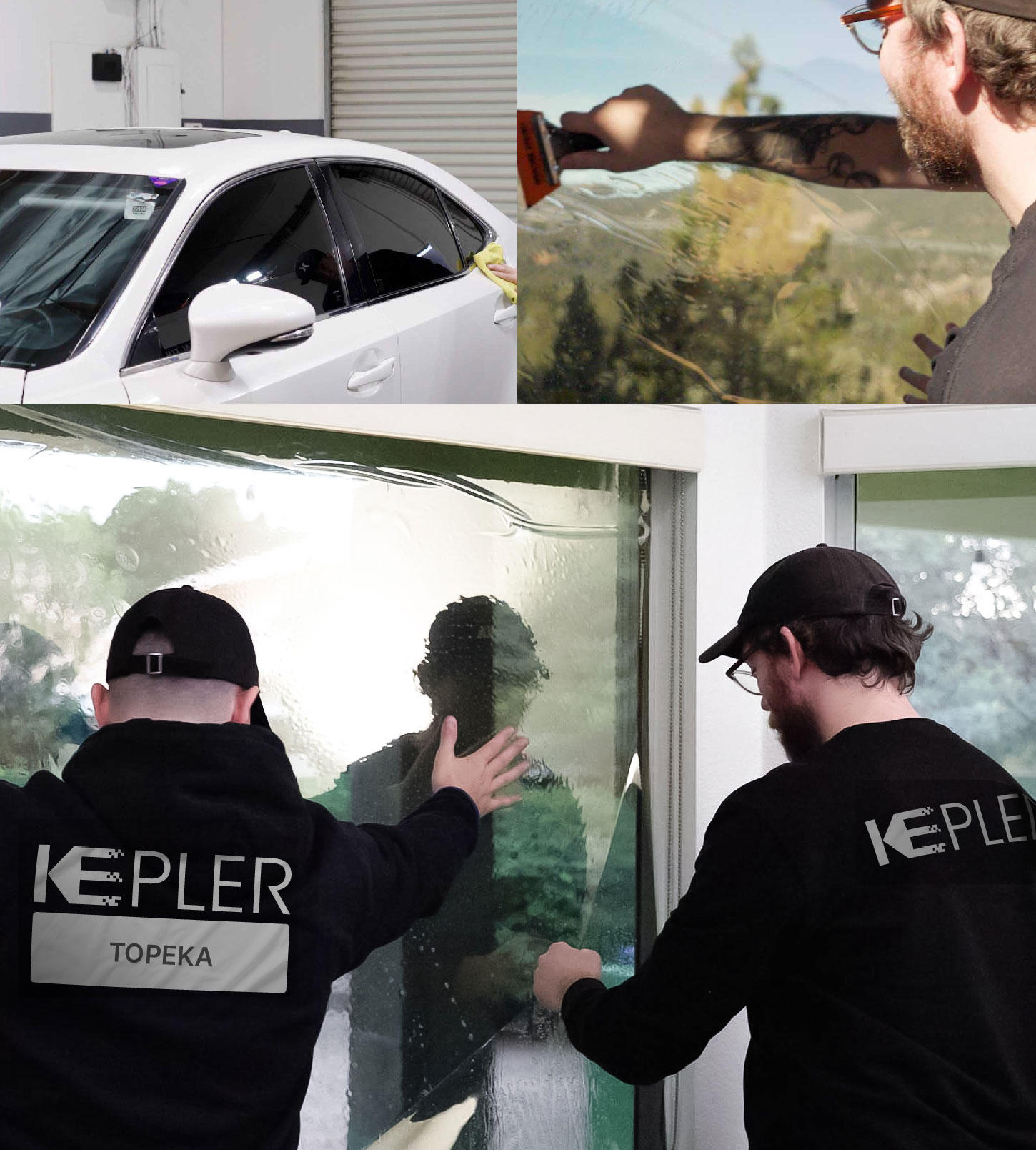 Kepler Technician Fitting Ceramic Window Tint to Home in Topeka