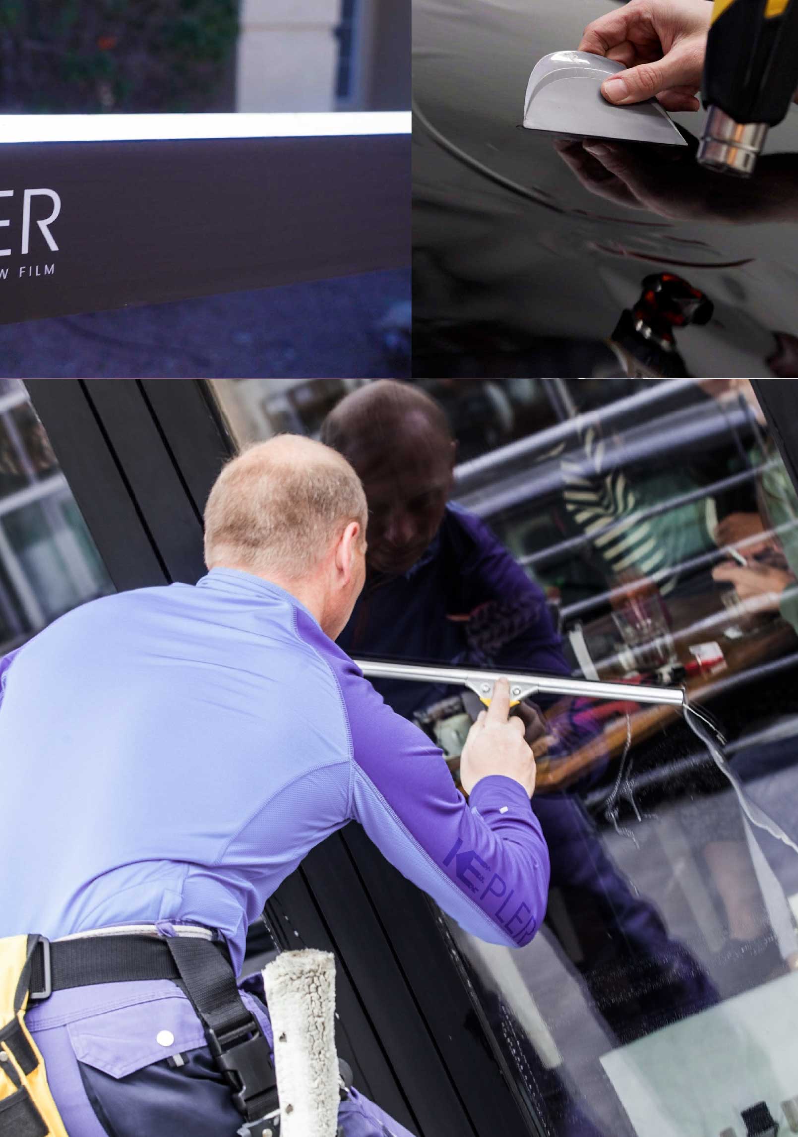 Kepler Skilled Applying Anti-Graffiti Window Film to a Mantua Shop Front