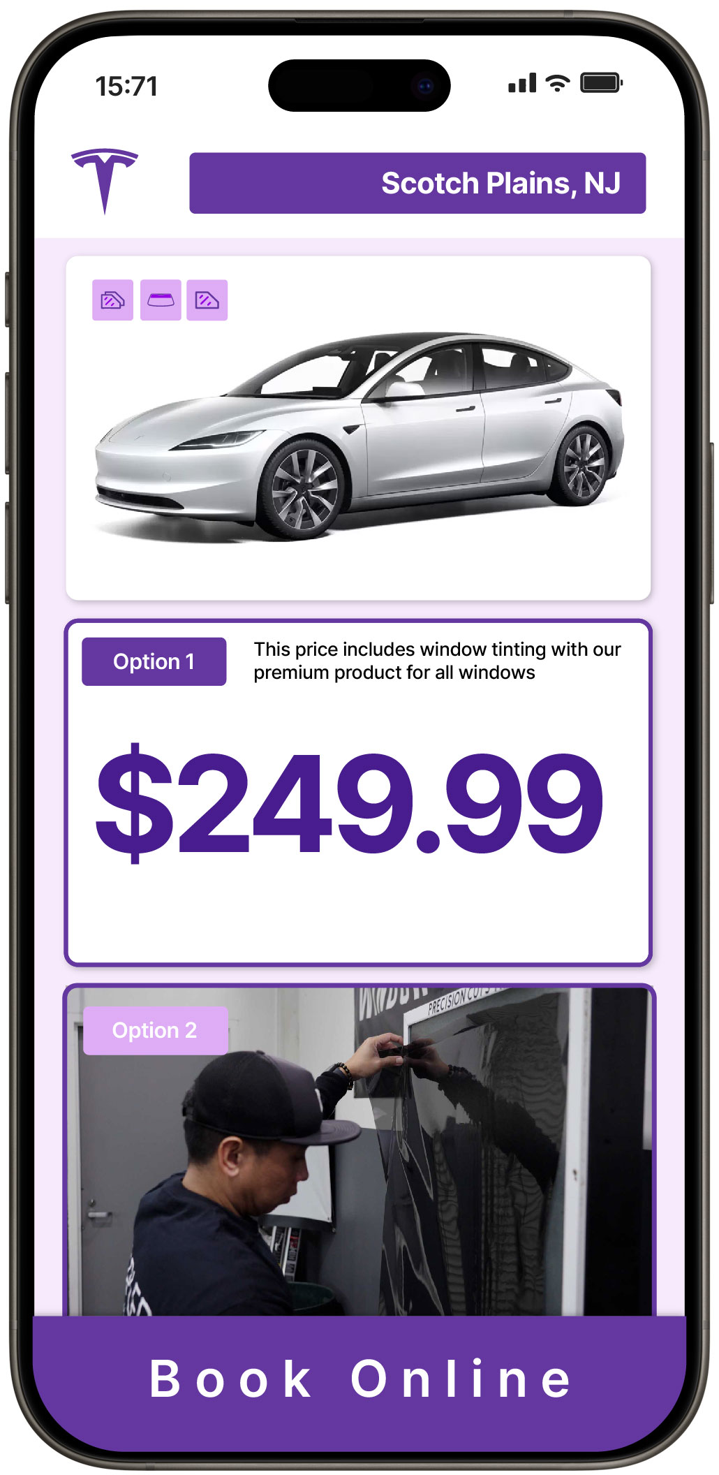 View Affordable Tesla Window Tinting Costs in Scotch Plains, New Jersey