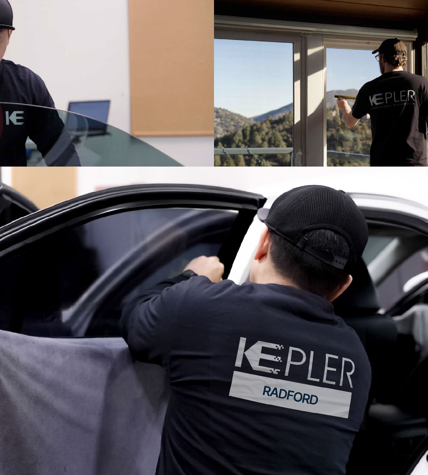 Automotive Window Tinting Expert Applying Film in Radford, Virginia