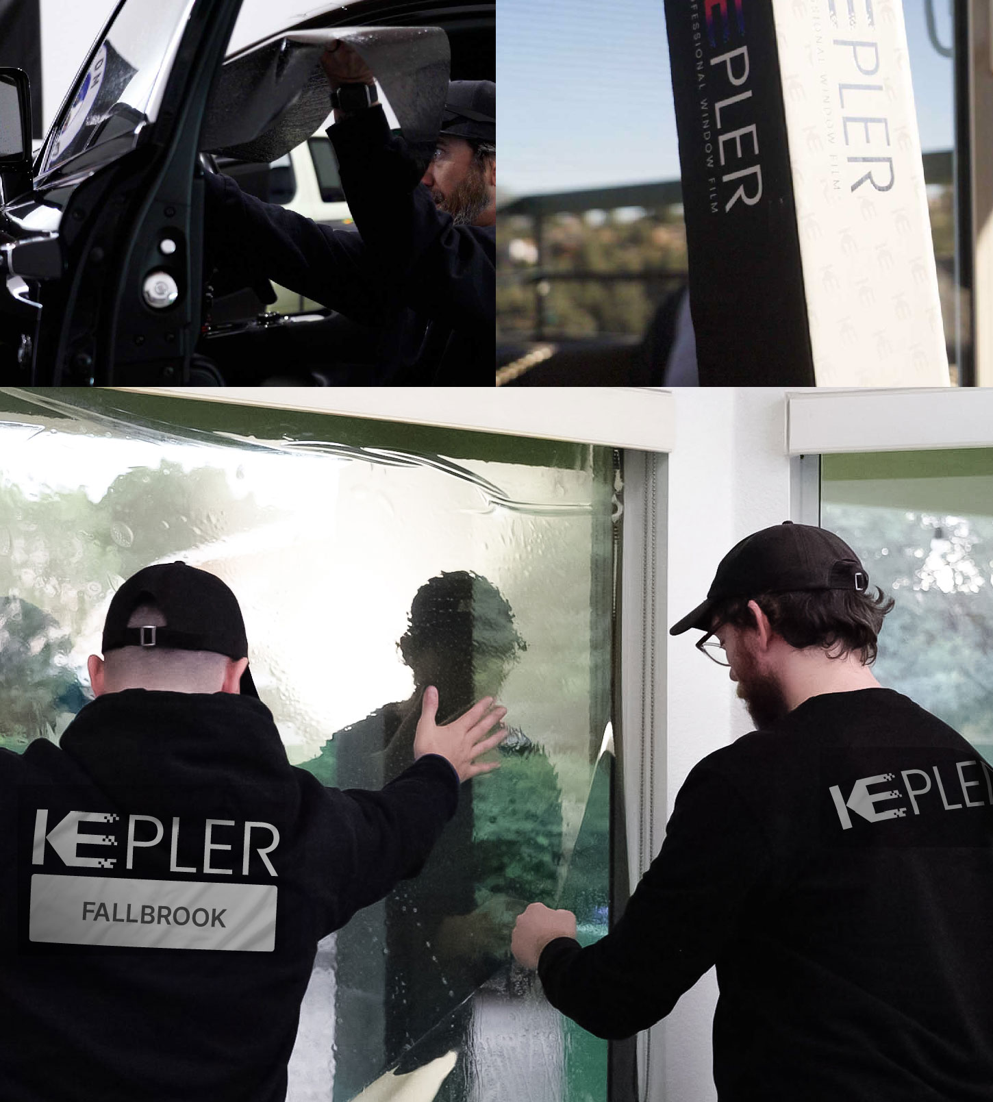 Kepler Technician Installing High-tech Window Tint to Home in Fallbrook