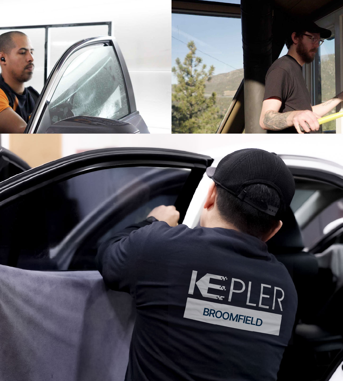 Automotive Window Tinting Expert Applying Film in Broomfield, Colorado