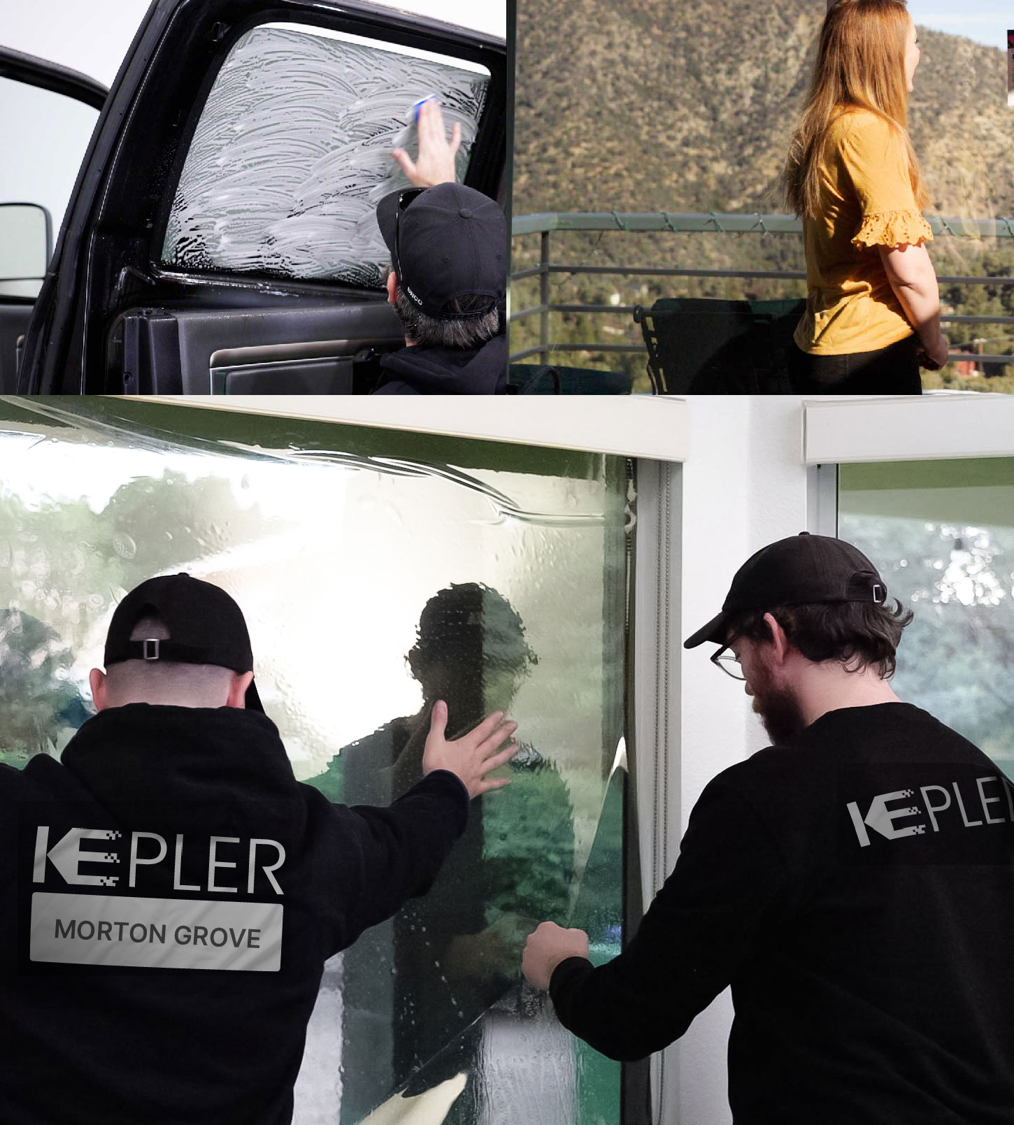 Kepler Technician Installing Ceramic Window Tint to Home in Morton Grove