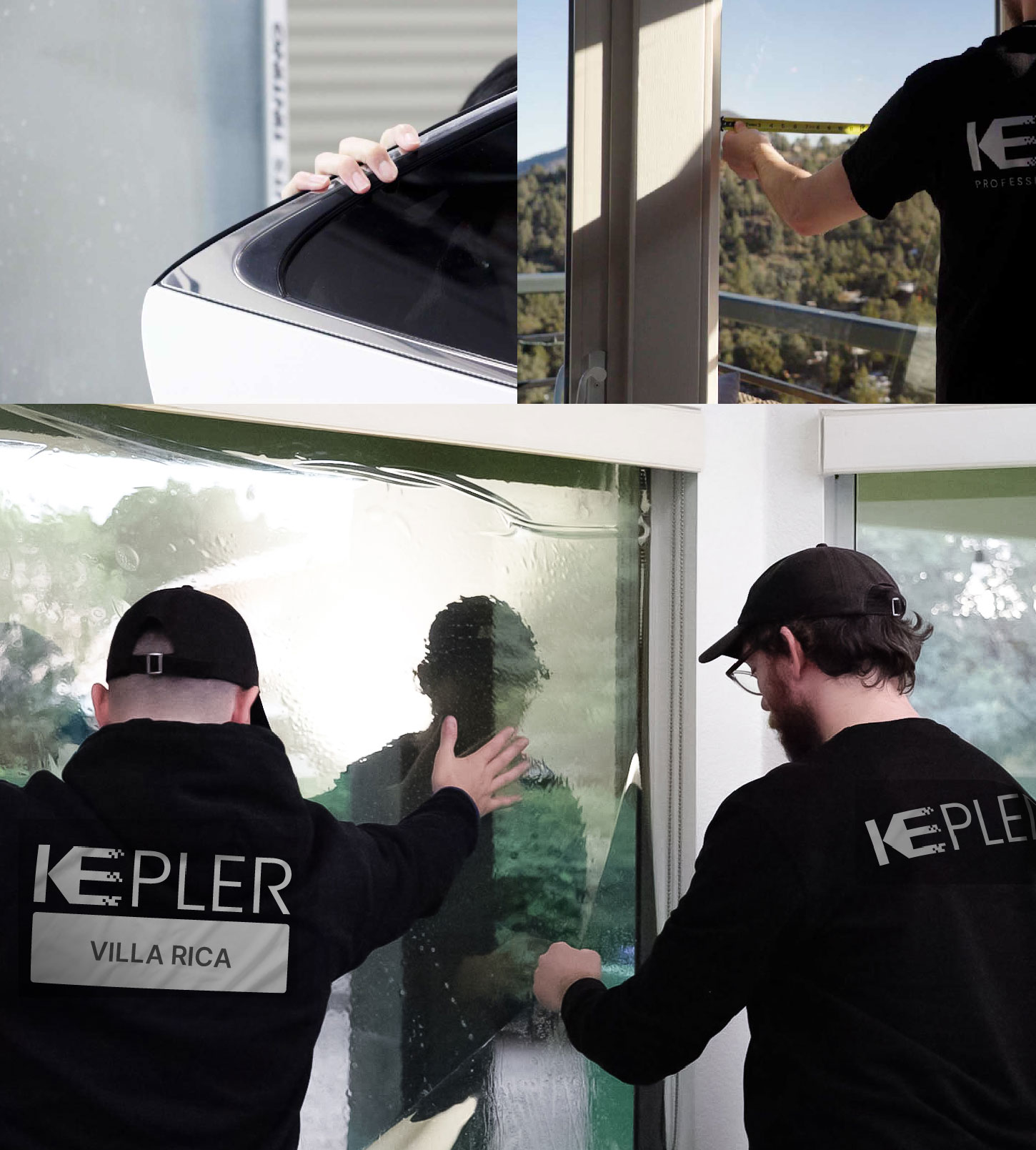 Kepler Technician Fitting High-tech Window Tint to Home in Villa Rica