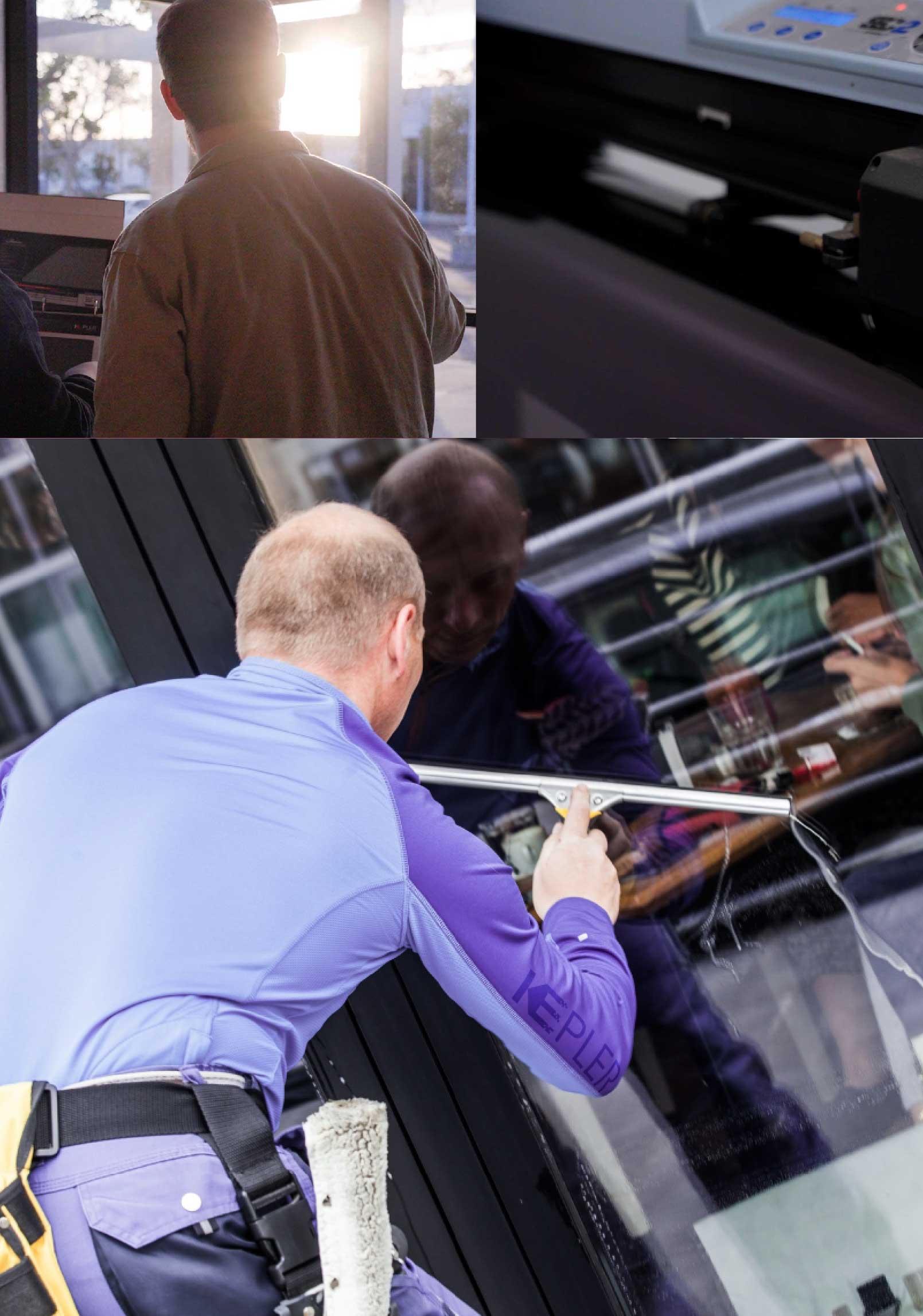 Kepler Skilled Applying Anti-Graffiti Window Film to a Columbus Shop Front