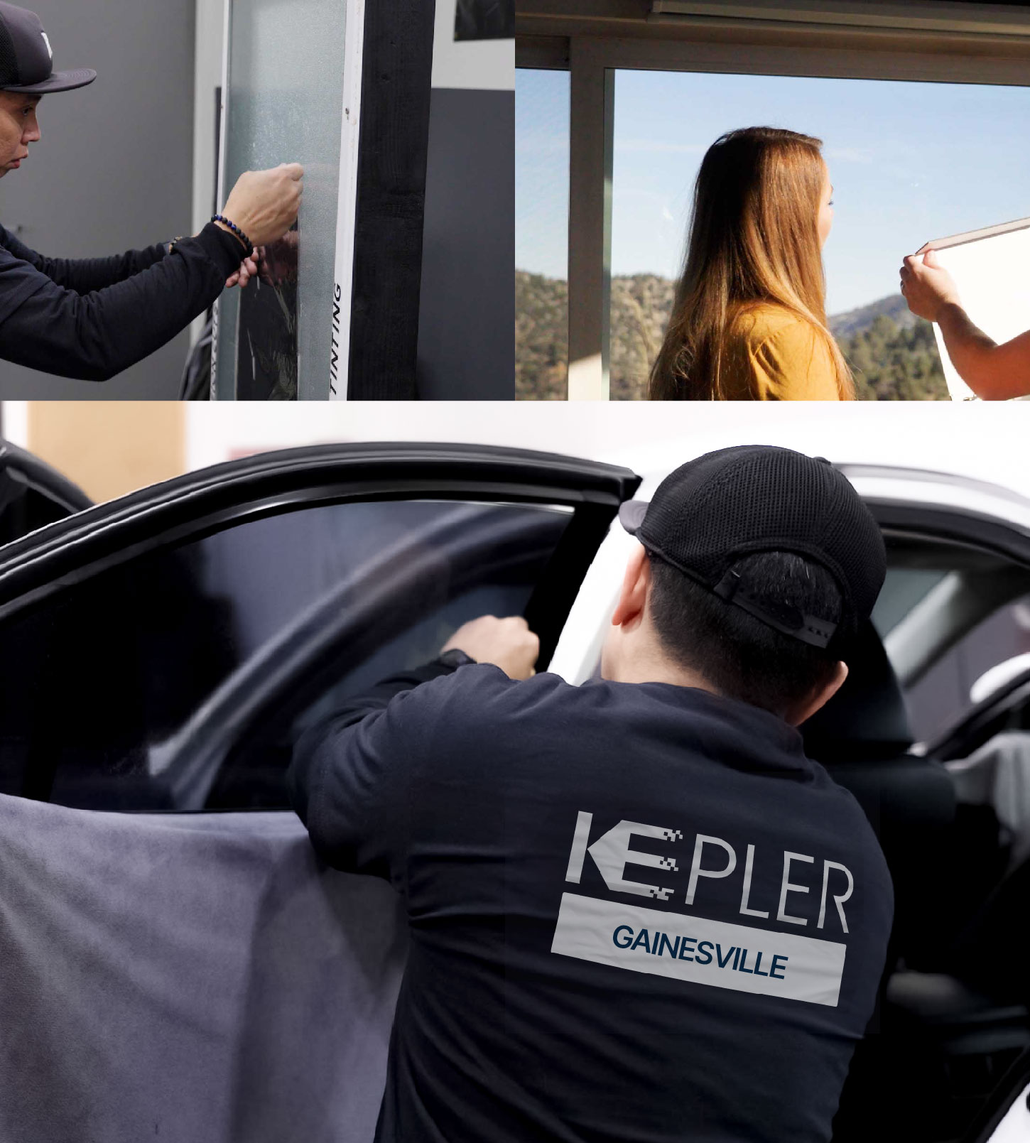 Automotive Window Tinting Expert Applying Film in Gainesville, Virginia