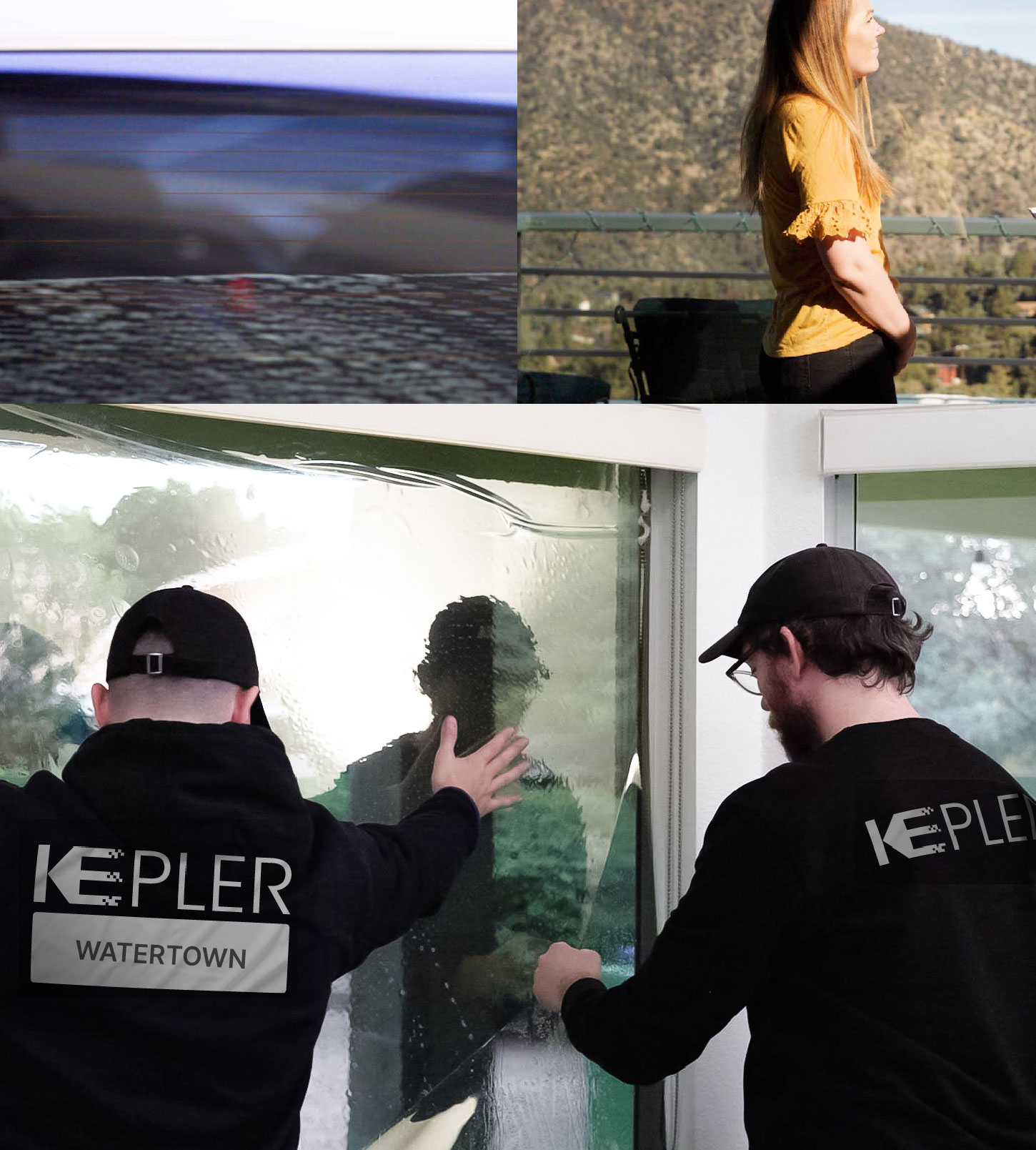 Expert Technician Installing Ceramic Window Tint to Home in Watertown