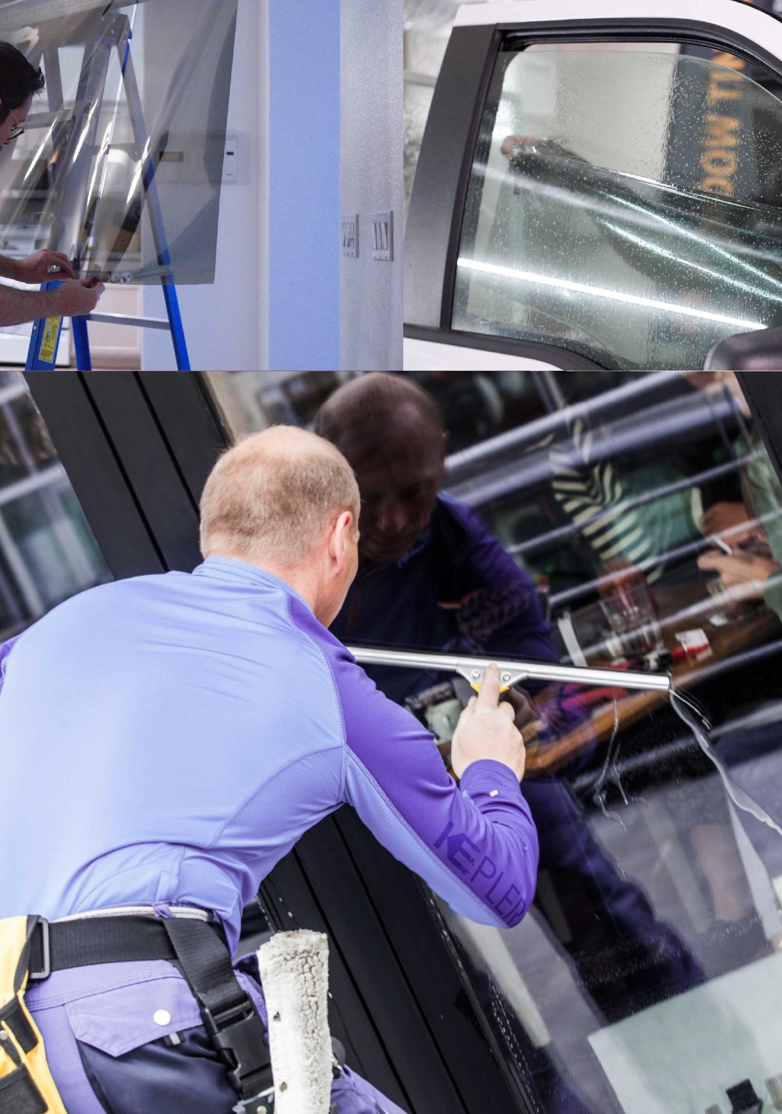 Kepler Skilled Applying Anti-Graffiti Window Film to a Waco Shop Front