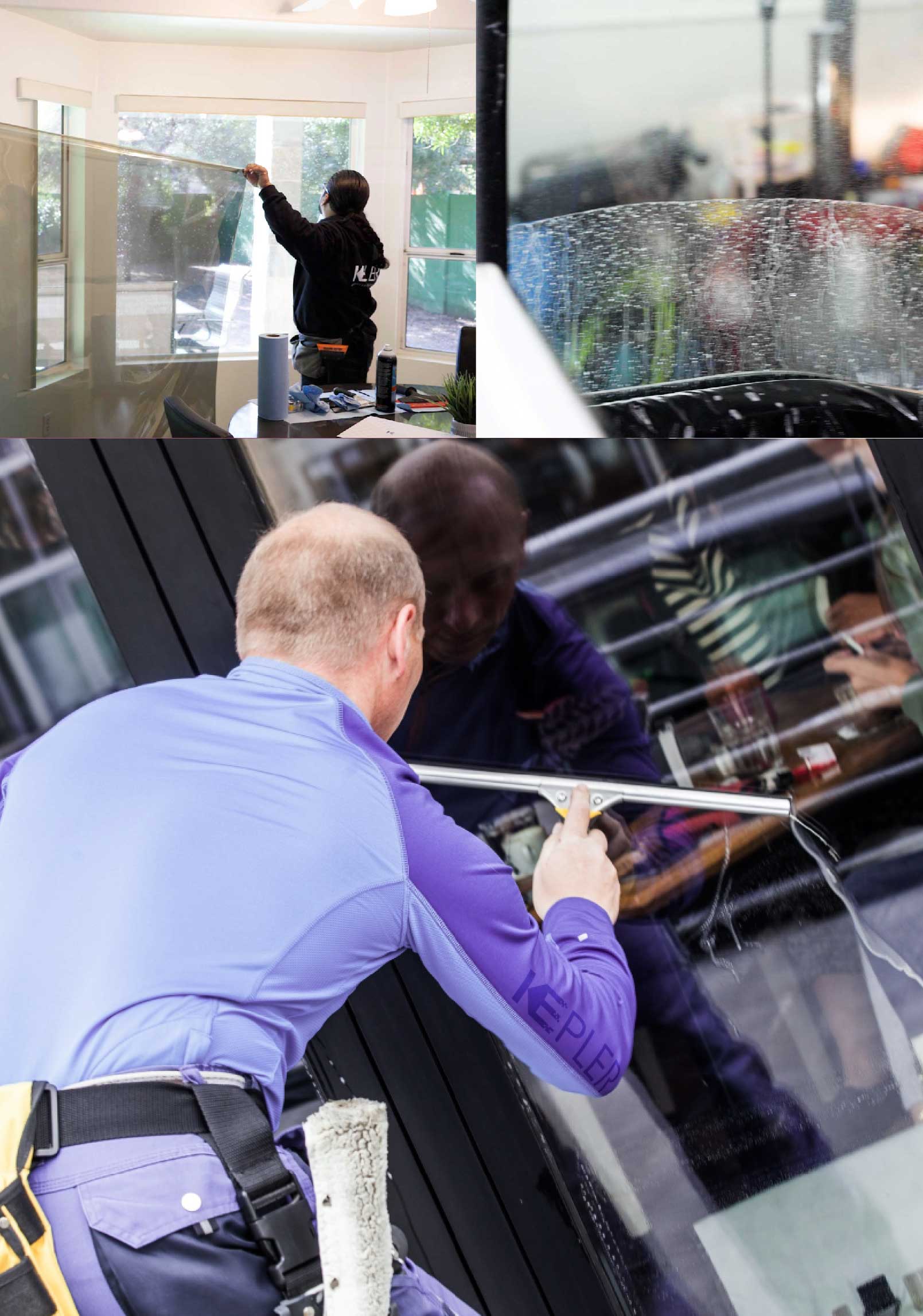 Kepler Professional Applying Anti-Graffiti Window Film to a Omaha Shop Front