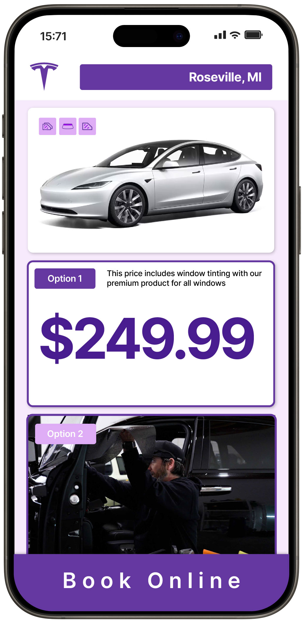 View Affordable Tesla Window Tinting Prices in Roseville, Michigan