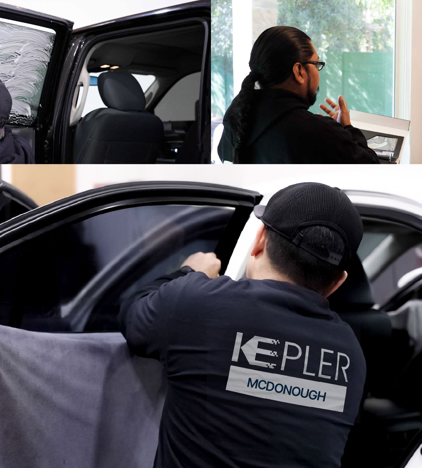 Automotive Window Tinting Expert Applying Film in McDonough, Georgia