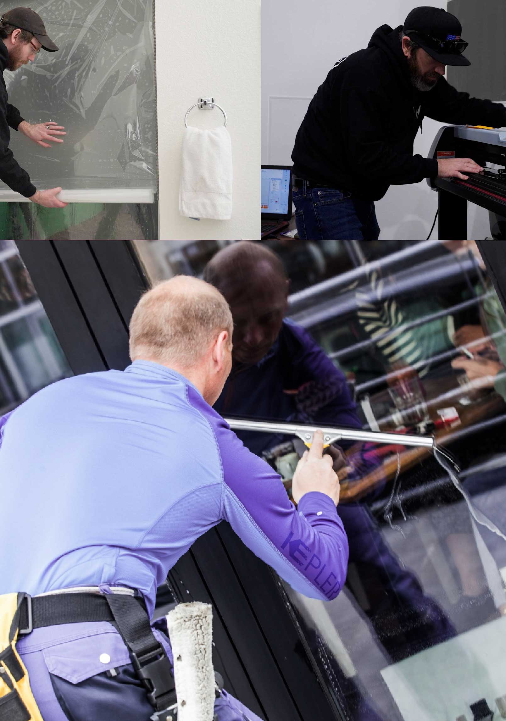 Kepler Professional Applying Anti-Graffiti Window Film to a Jonesboro Shop Front