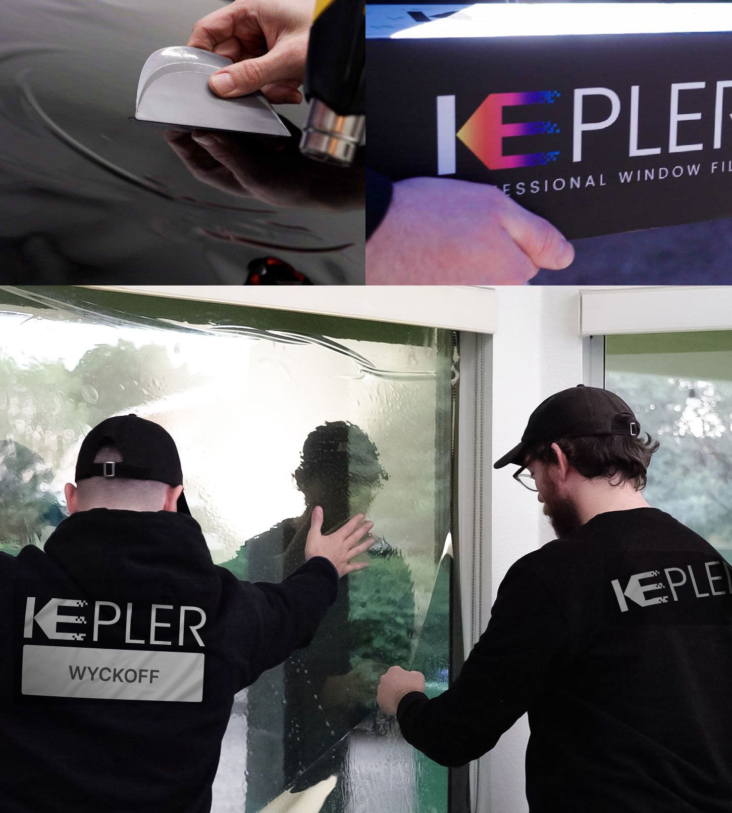 Kepler Technician Applying Advanced Window Tint to Home in Wyckoff