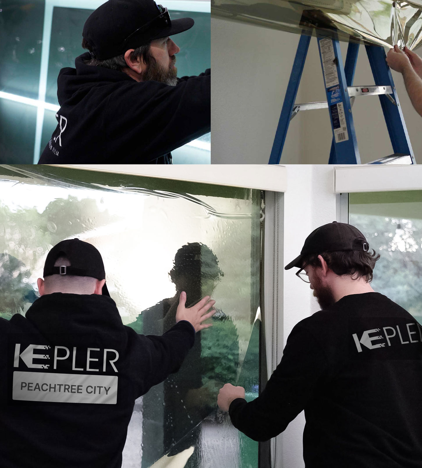 Expert Technician Applying Ceramic Window Tint to Home in Peachtree City