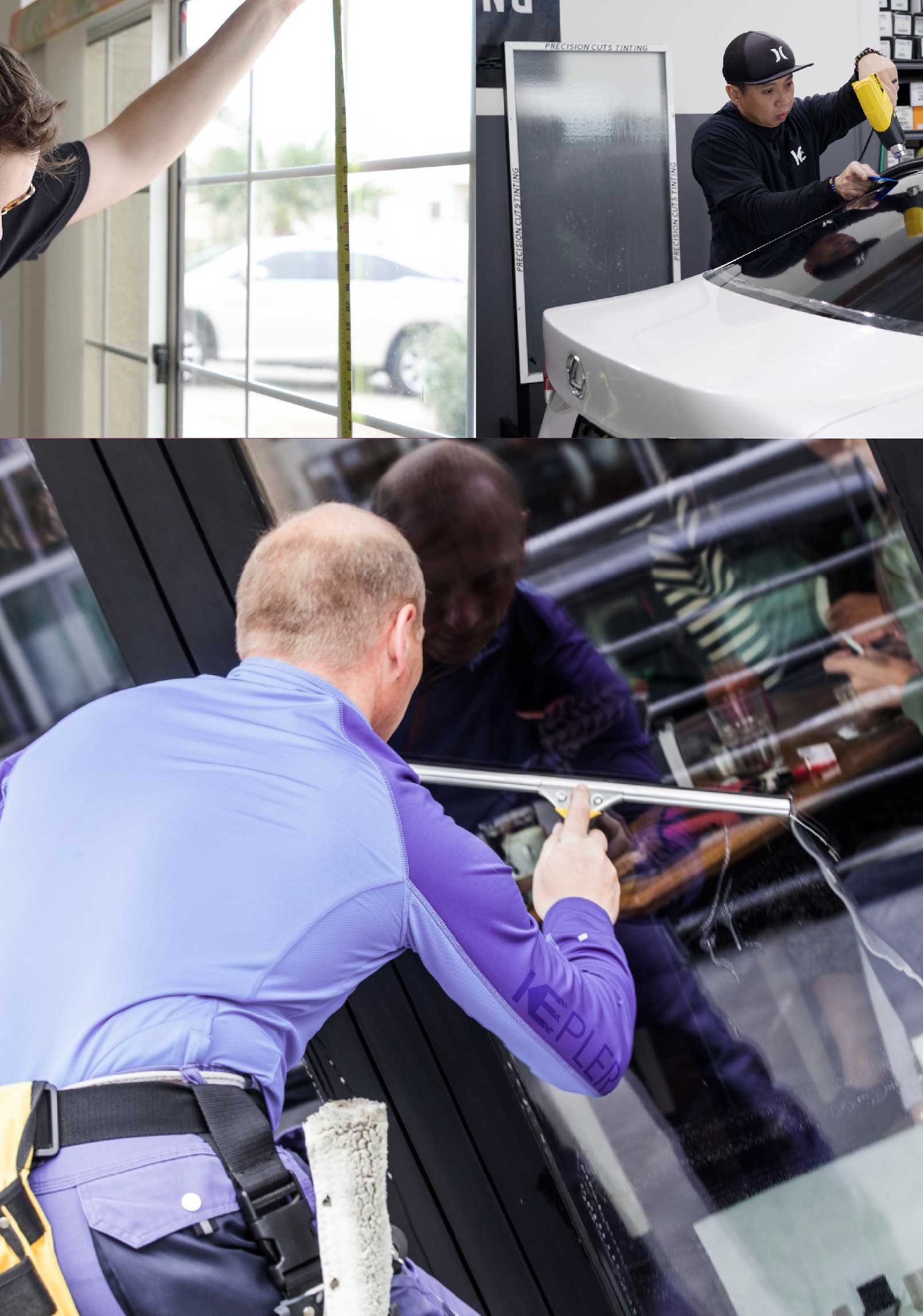 Kepler Skilled Applying Anti-Graffiti Window Film to a Burlington Shop Front