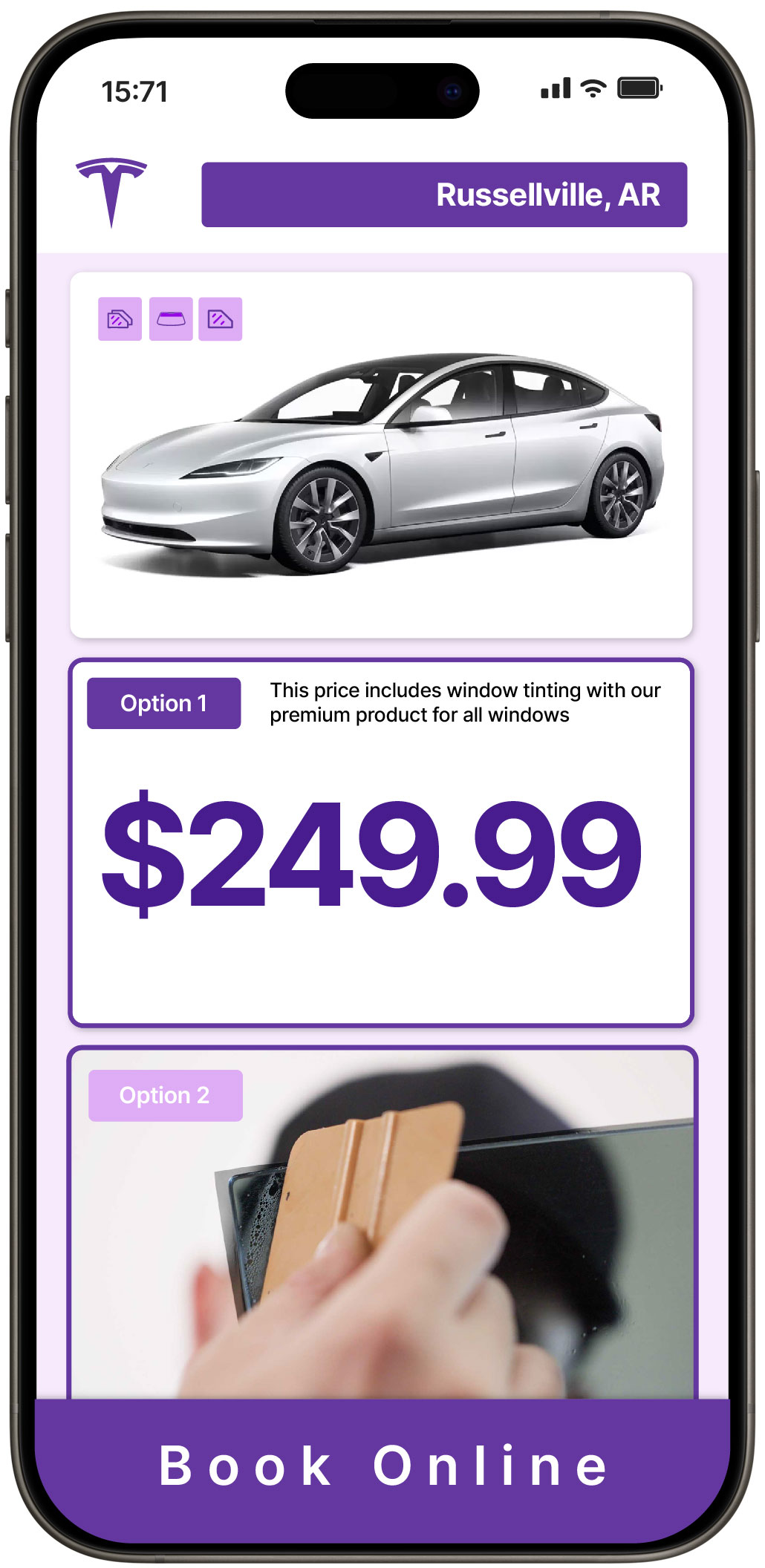 View Affordable Tesla Window Tinting Prices in Russellville, Arkansas