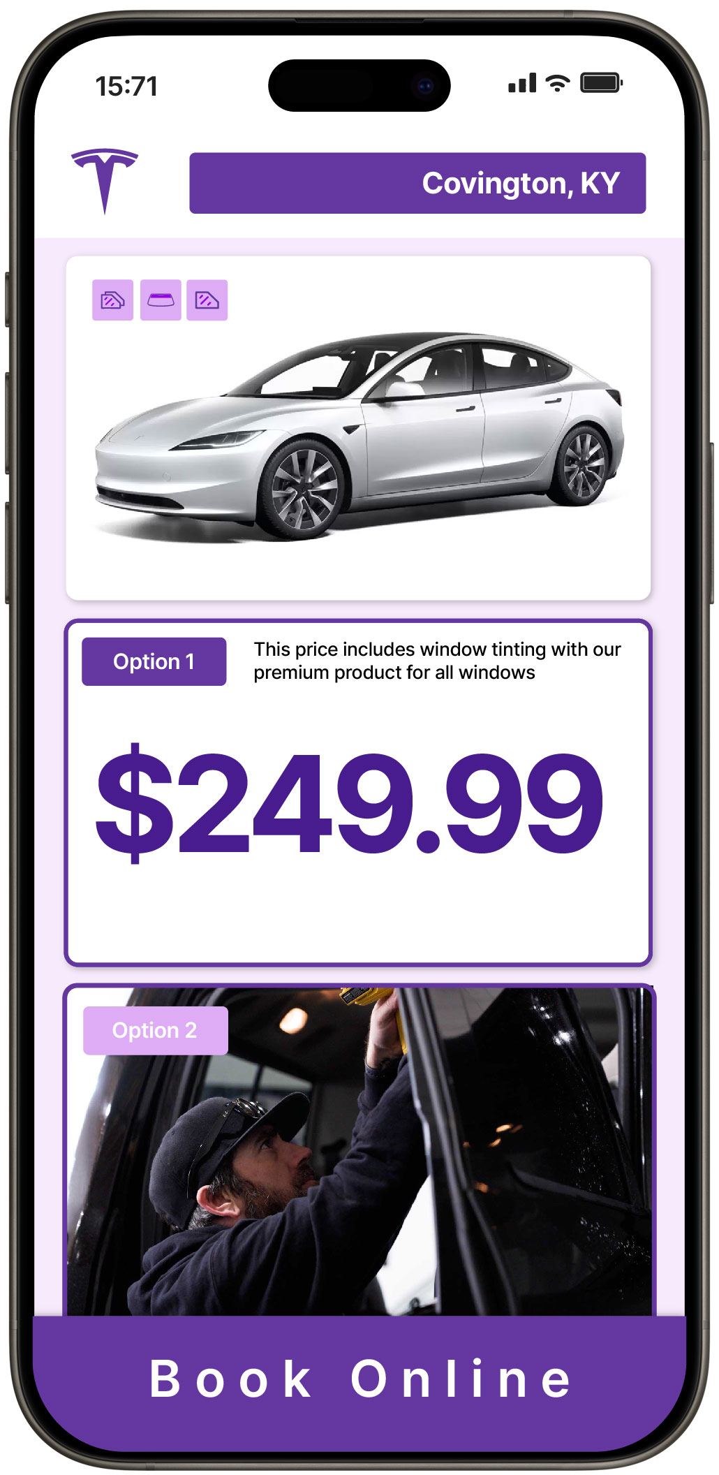 View Affordable Tesla Window Tinting Rates in Covington, Kentucky