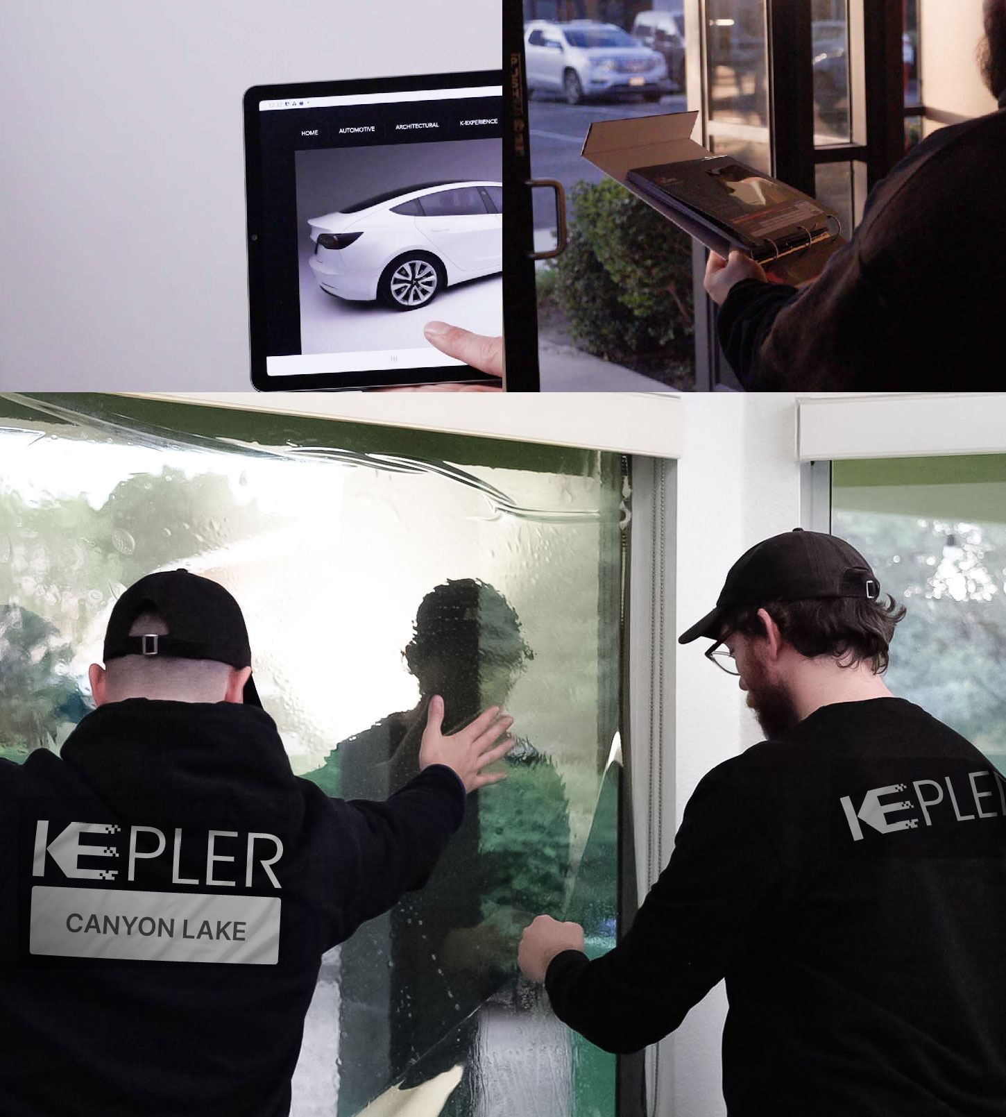 Expert Technician Installing High-tech Window Tint to Home in Canyon Lake