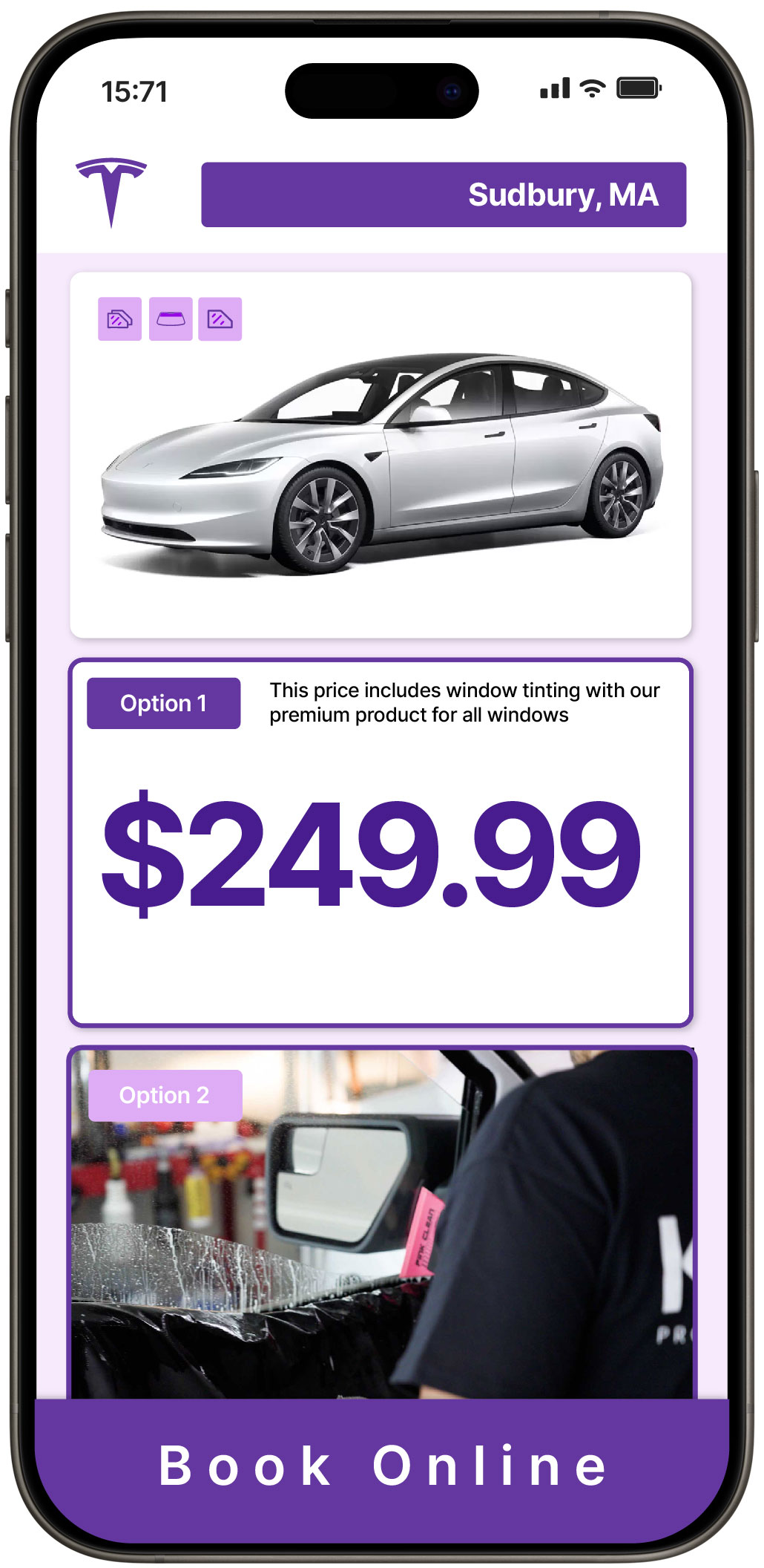 View Competitive Tesla Window Tinting Costs in Sudbury, Massachusetts