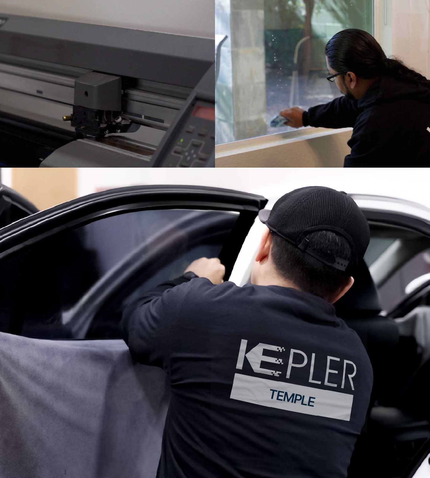 Automotive Window Tinting Expert Applying Film in Temple, Texas