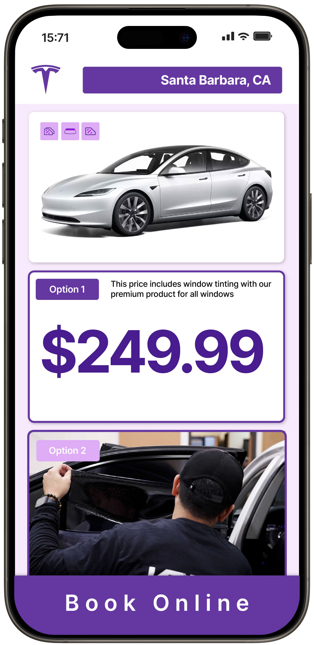 View Affordable Tesla Window Tinting Prices in Santa Barbara, California