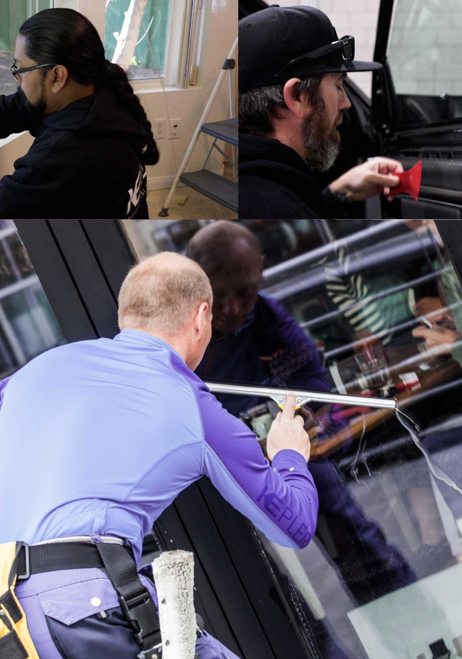 Kepler Skilled Applying Anti-Graffiti Window Film to a Beaumont Shop Front