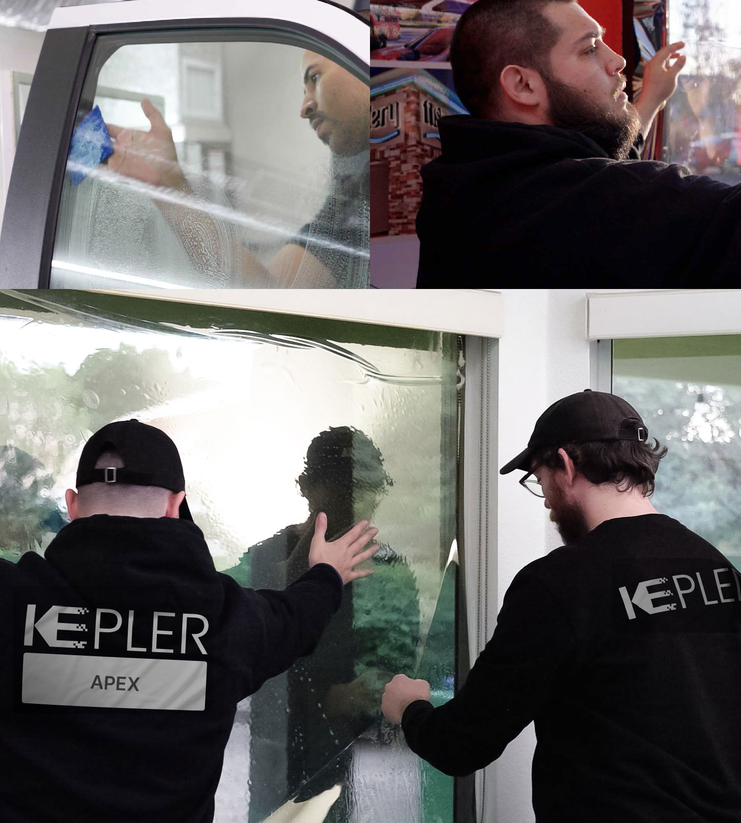 Expert Technician Fitting Advanced Window Tint to Home in Apex