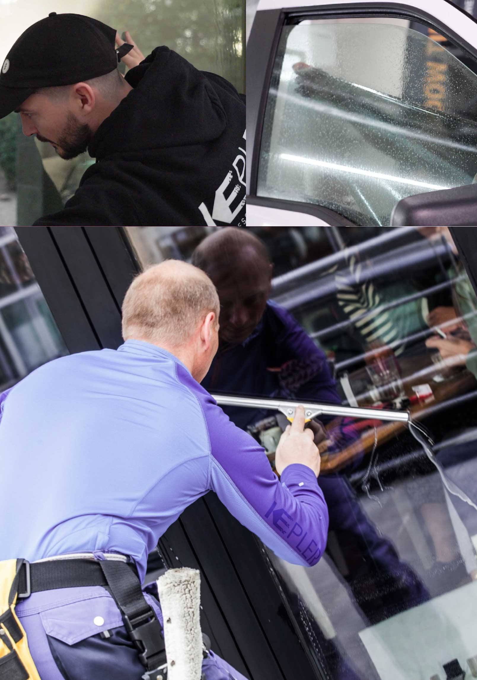 Kepler Professional Applying Anti-Graffiti Window Film to a Lombard Shop Front