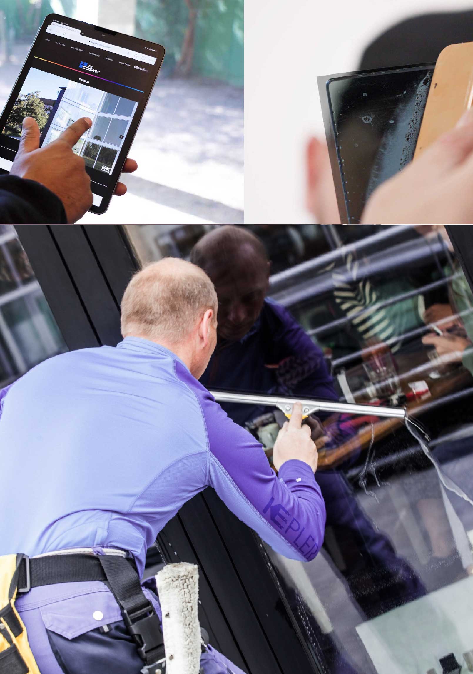 Kepler Expert Applying Anti-Graffiti Window Film to a Roanoke Shop Front