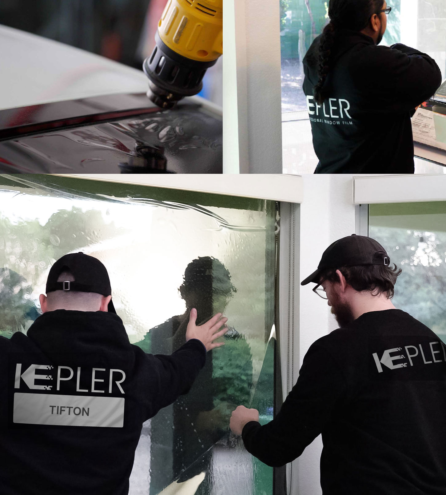 Expert Technician Installing Advanced Window Tint to Home in Tifton