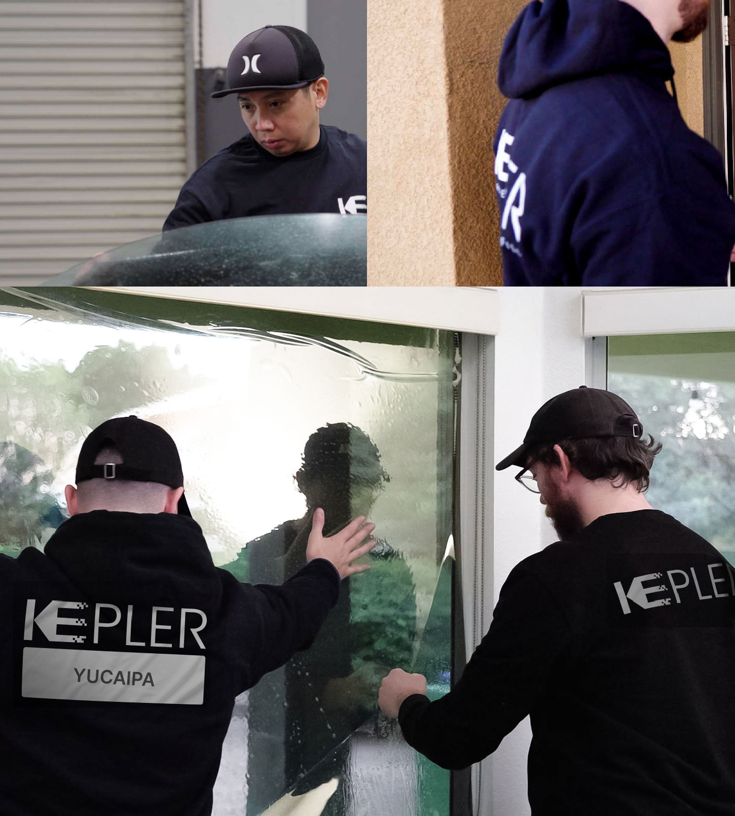 Expert Technician Installing Ceramic Window Tint to Home in Yucaipa