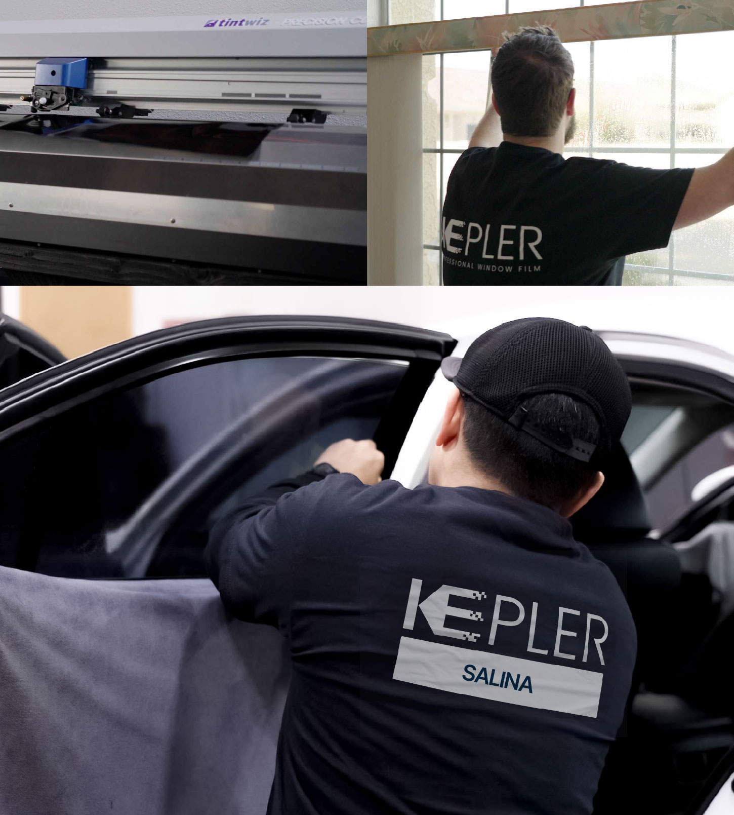 Automotive Window Tinting Expert Applying Film in Salina, Kansas