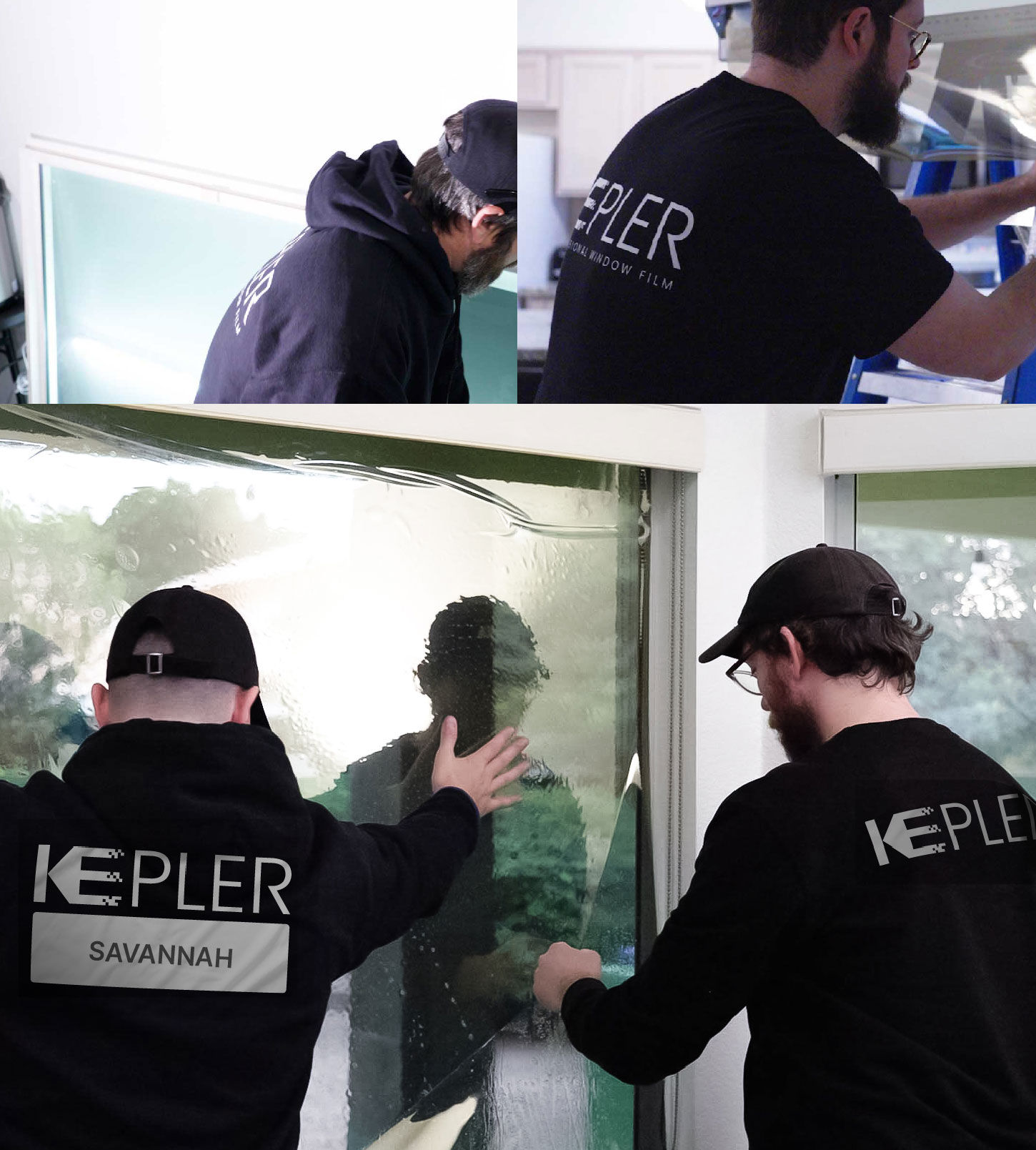 Kepler Technician Applying High-tech Window Tint to Home in Savannah