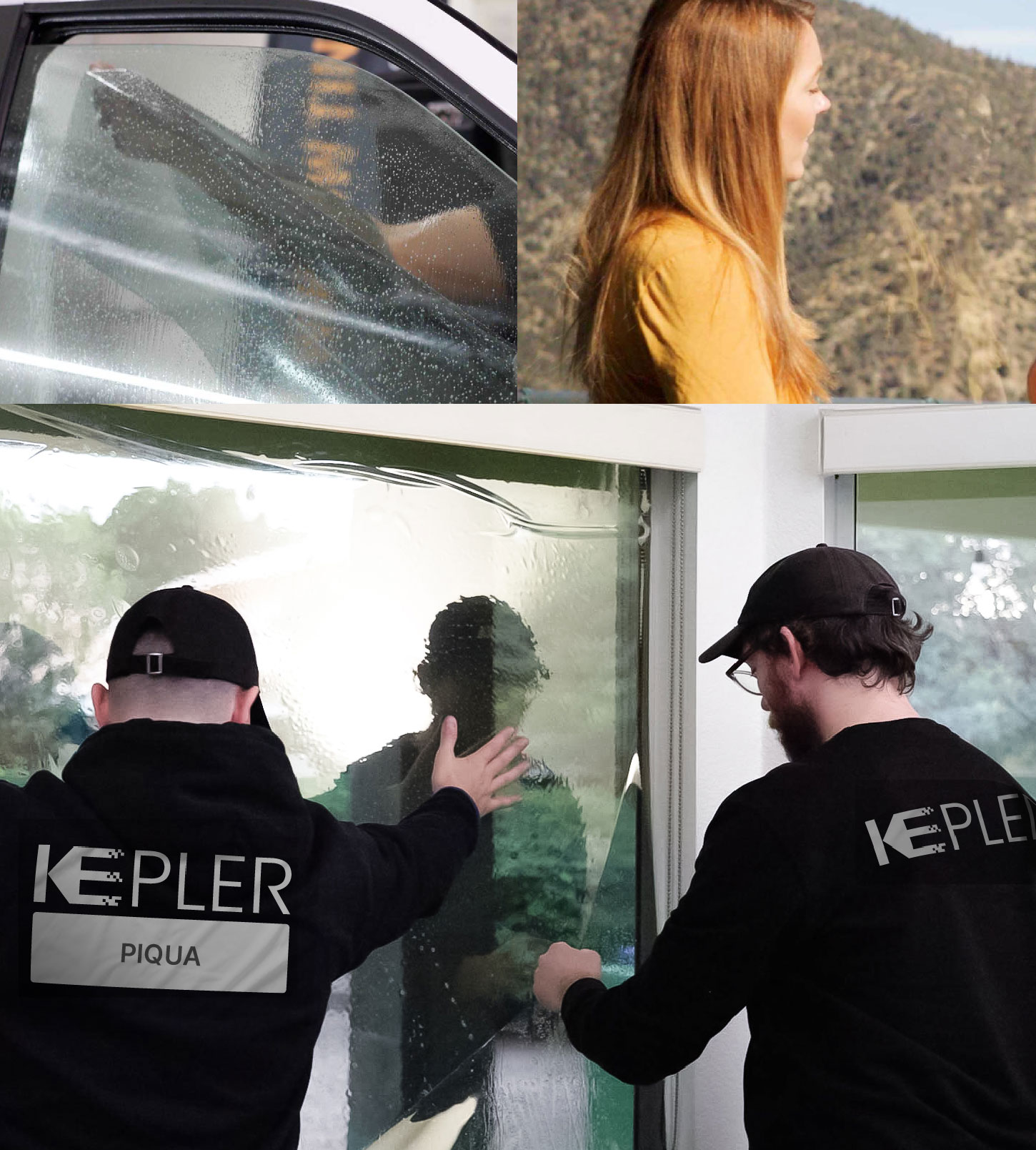 Kepler Technician Fitting Ceramic Window Tint to Home in Piqua