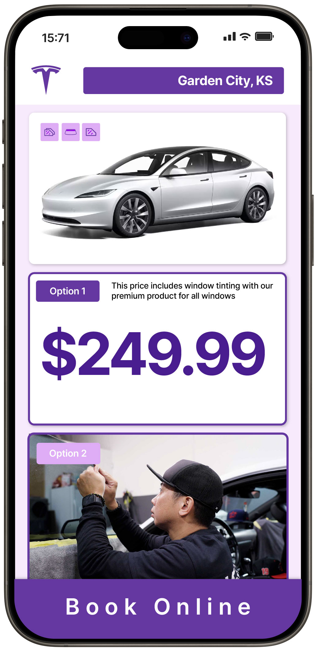 View Reasonable Tesla Window Tinting Costs in Garden City, Kansas
