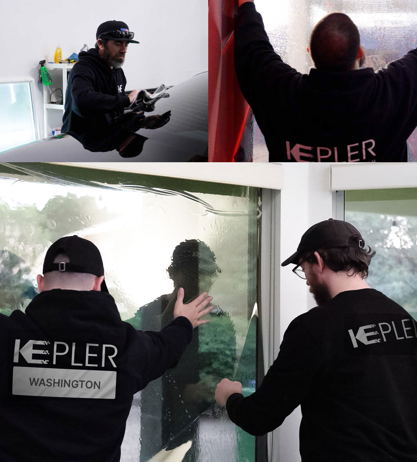 Kepler Technician Installing Ceramic Window Tint to Home in Washington