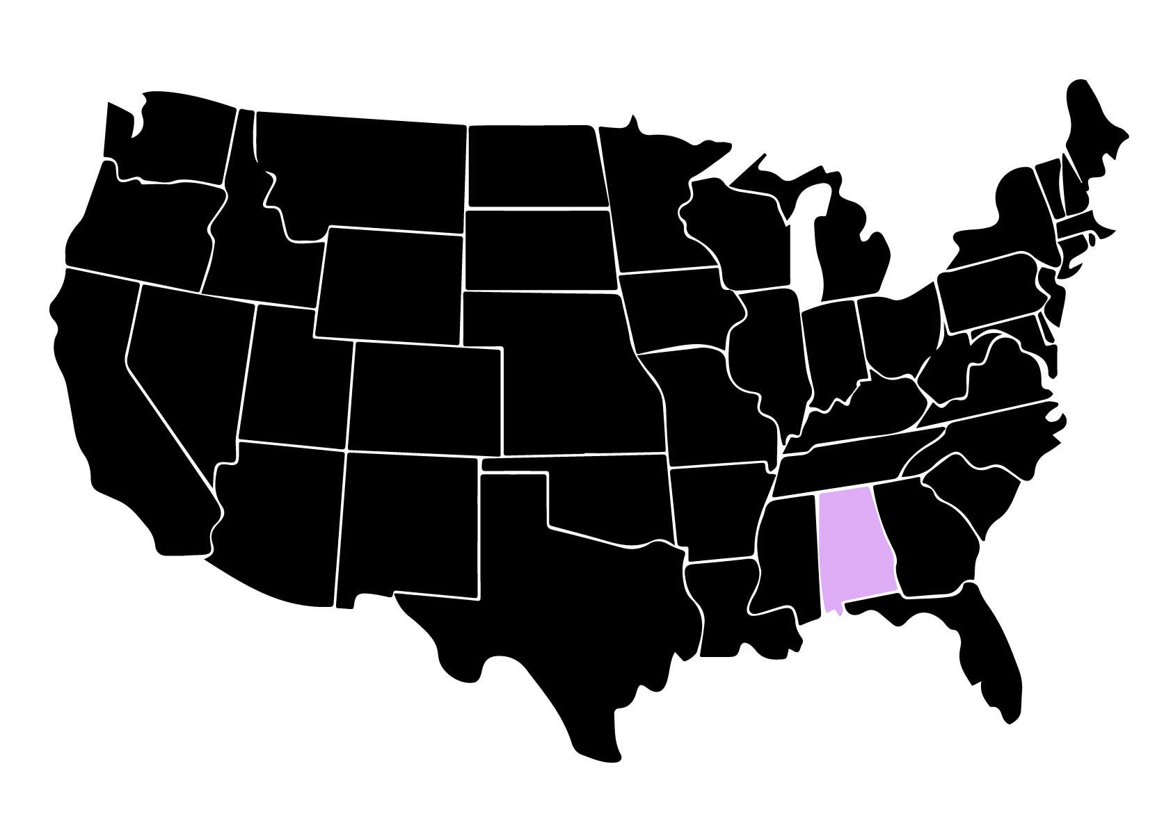 Map Showing Location of Kepler Window Tinters in Prattville, Alabama with Purple Highlight on the State