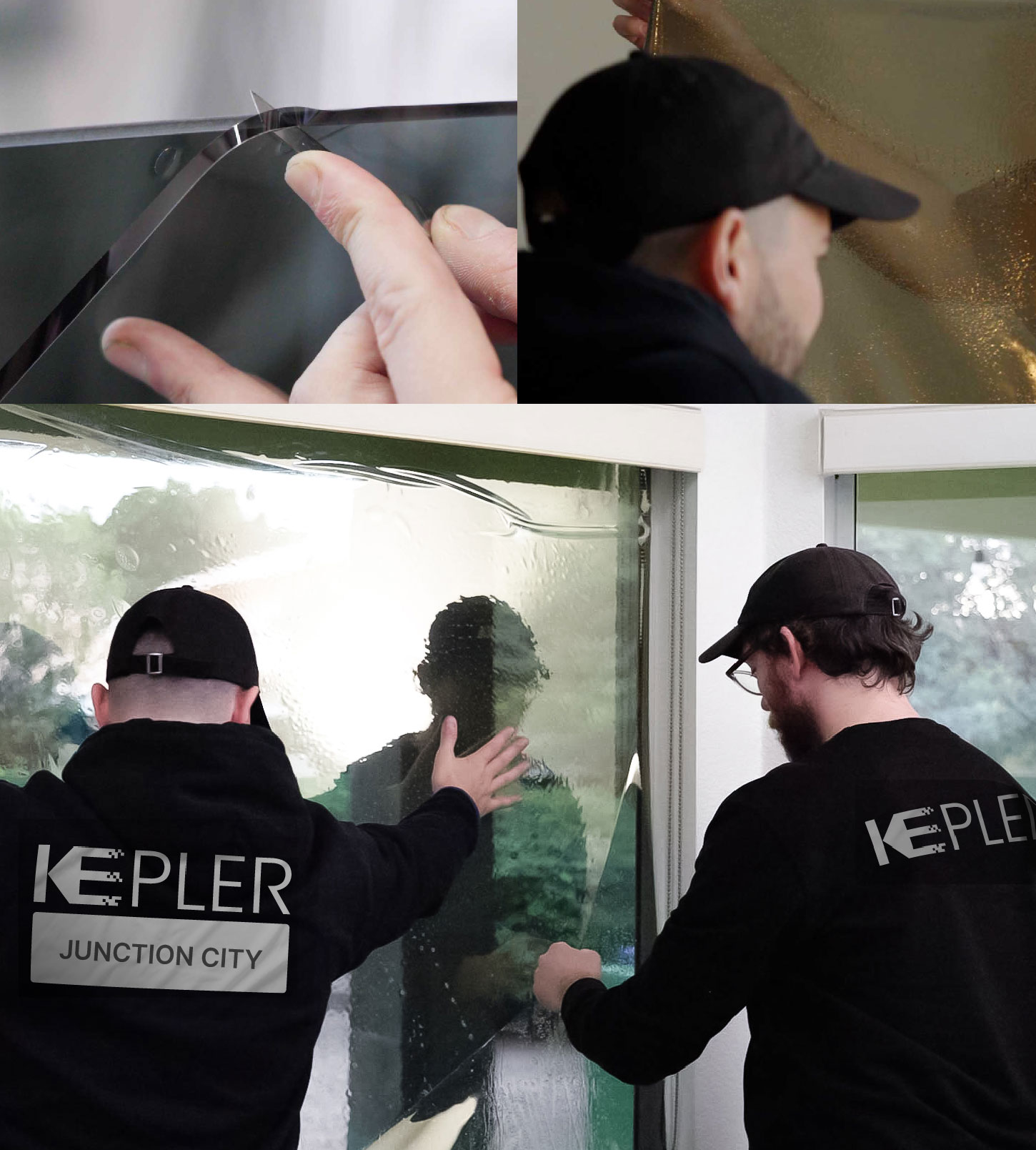 Kepler Technician Applying Advanced Window Tint to Home in Junction City