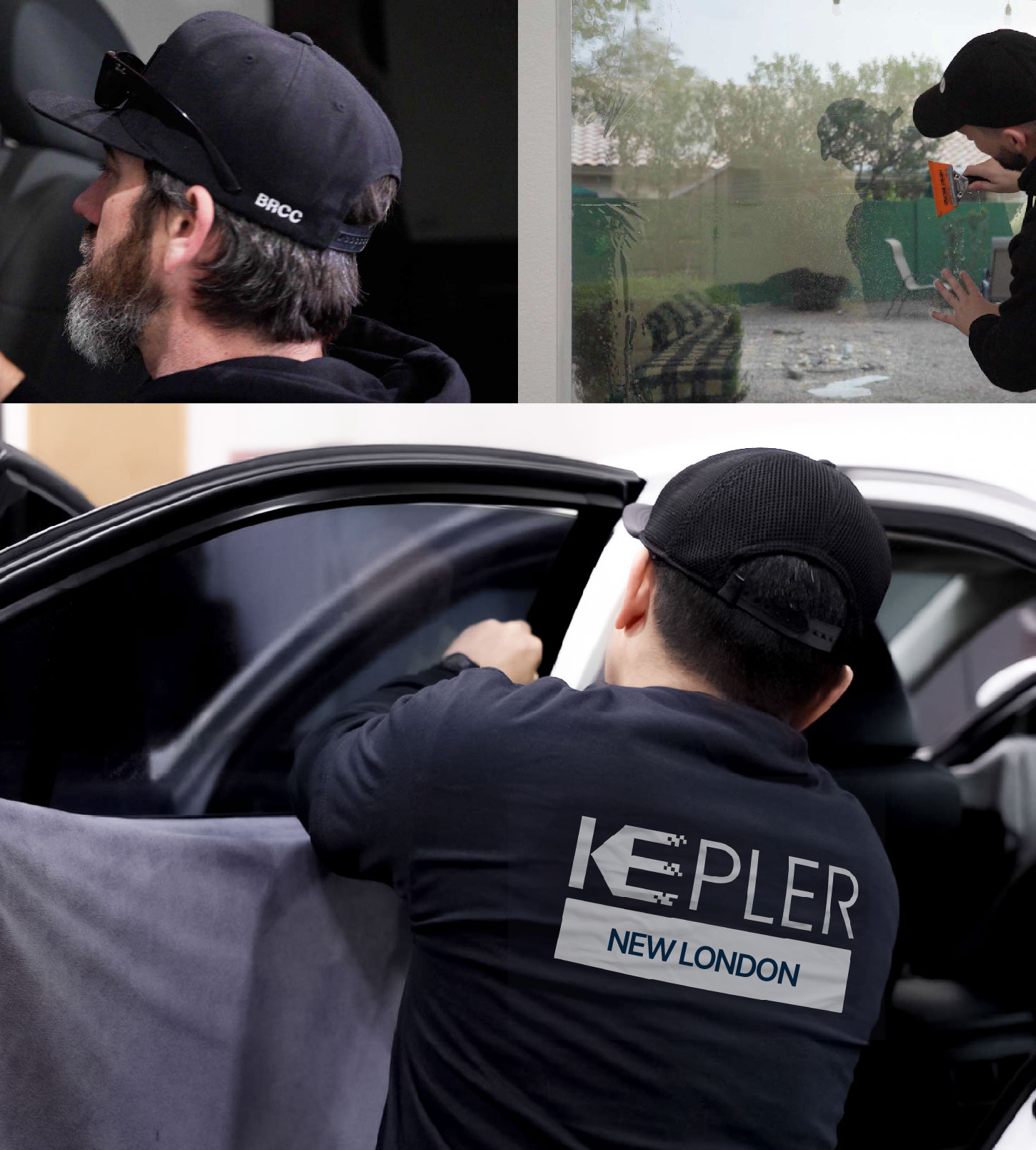 Automotive Window Tinting Expert Applying Film in New London, Connecticut