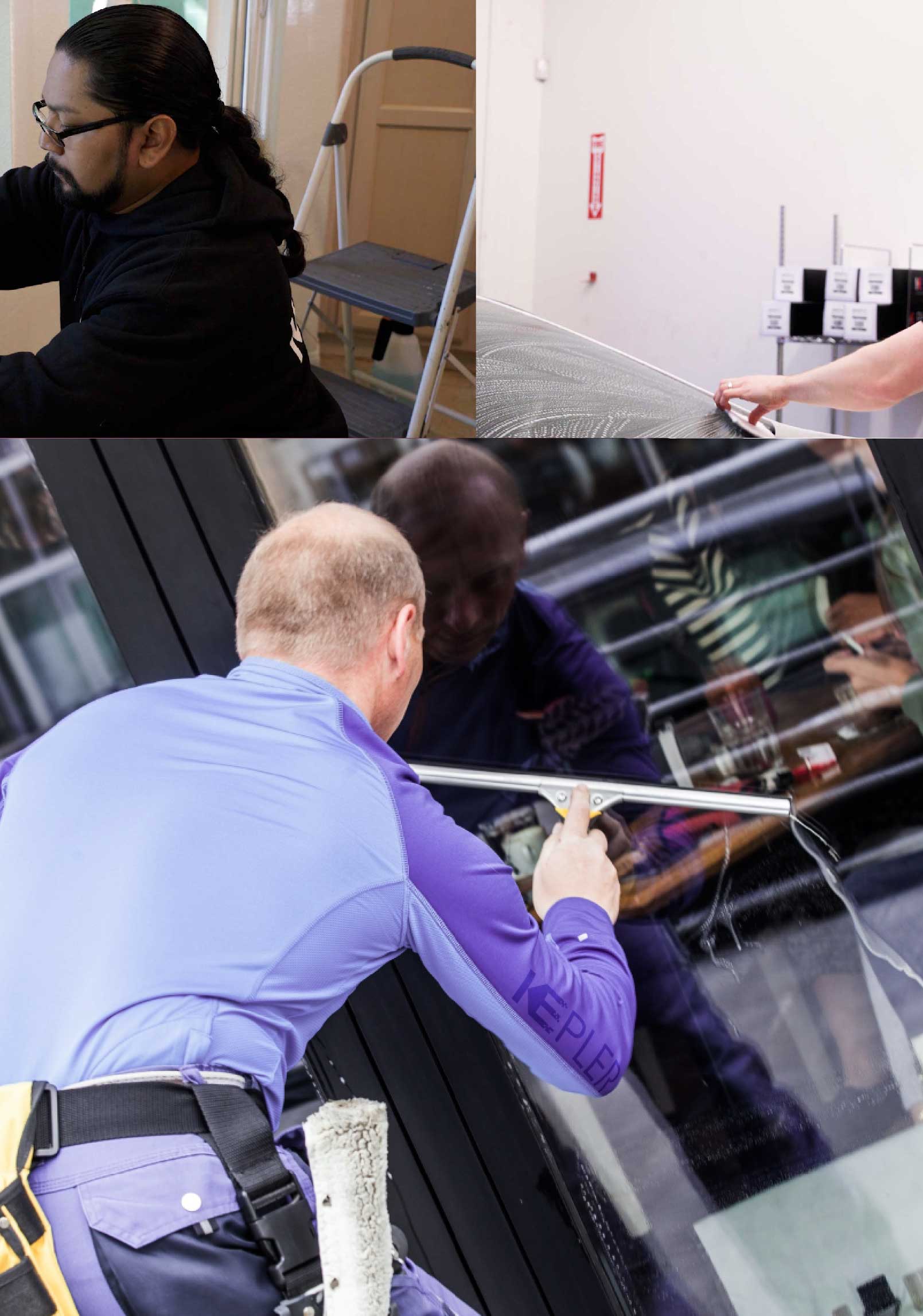 Kepler Professional Applying Anti-Graffiti Window Film to a Cary Shop Front
