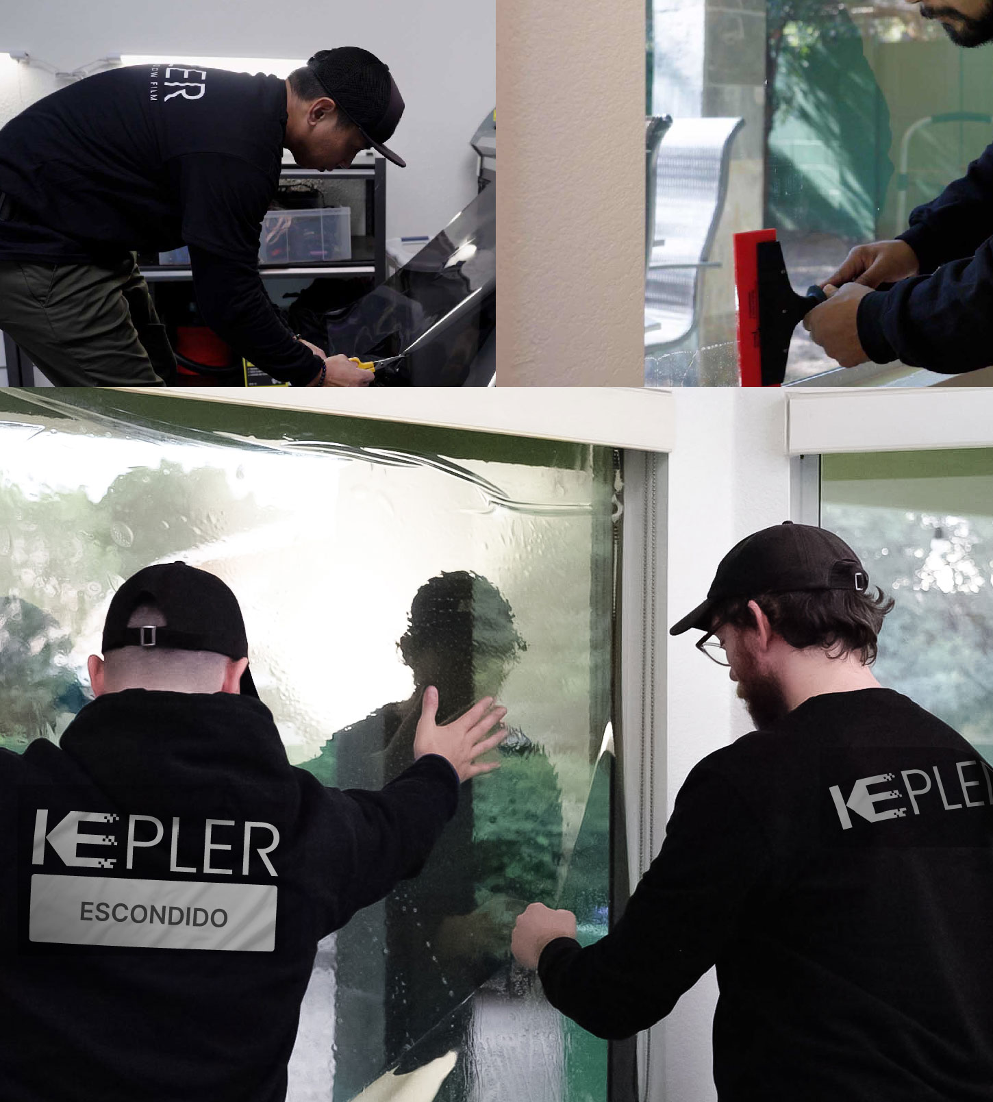 Expert Technician Fitting Ceramic Window Tint to Home in Escondido