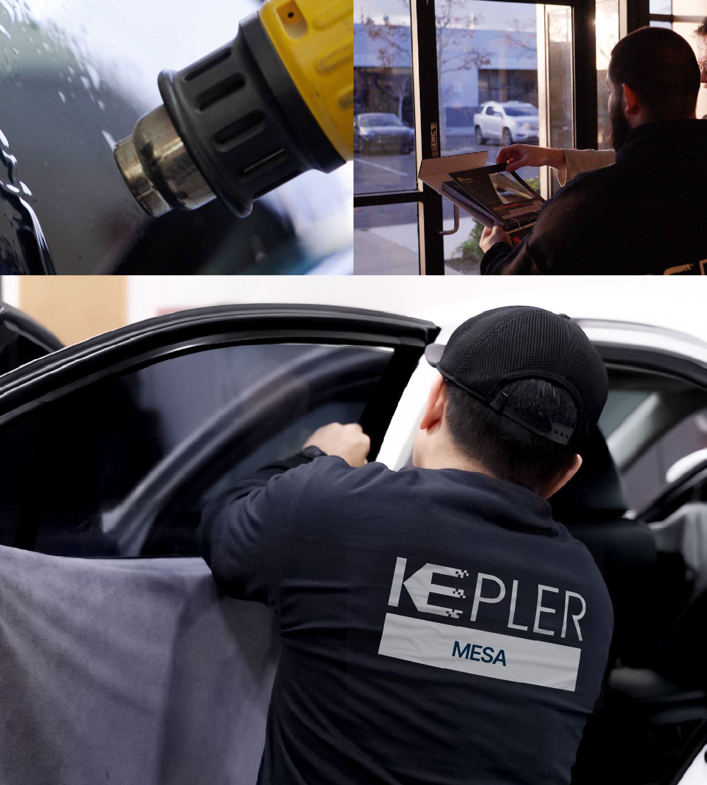 Automotive Window Tinting Expert Applying Film in Mesa, Arizona