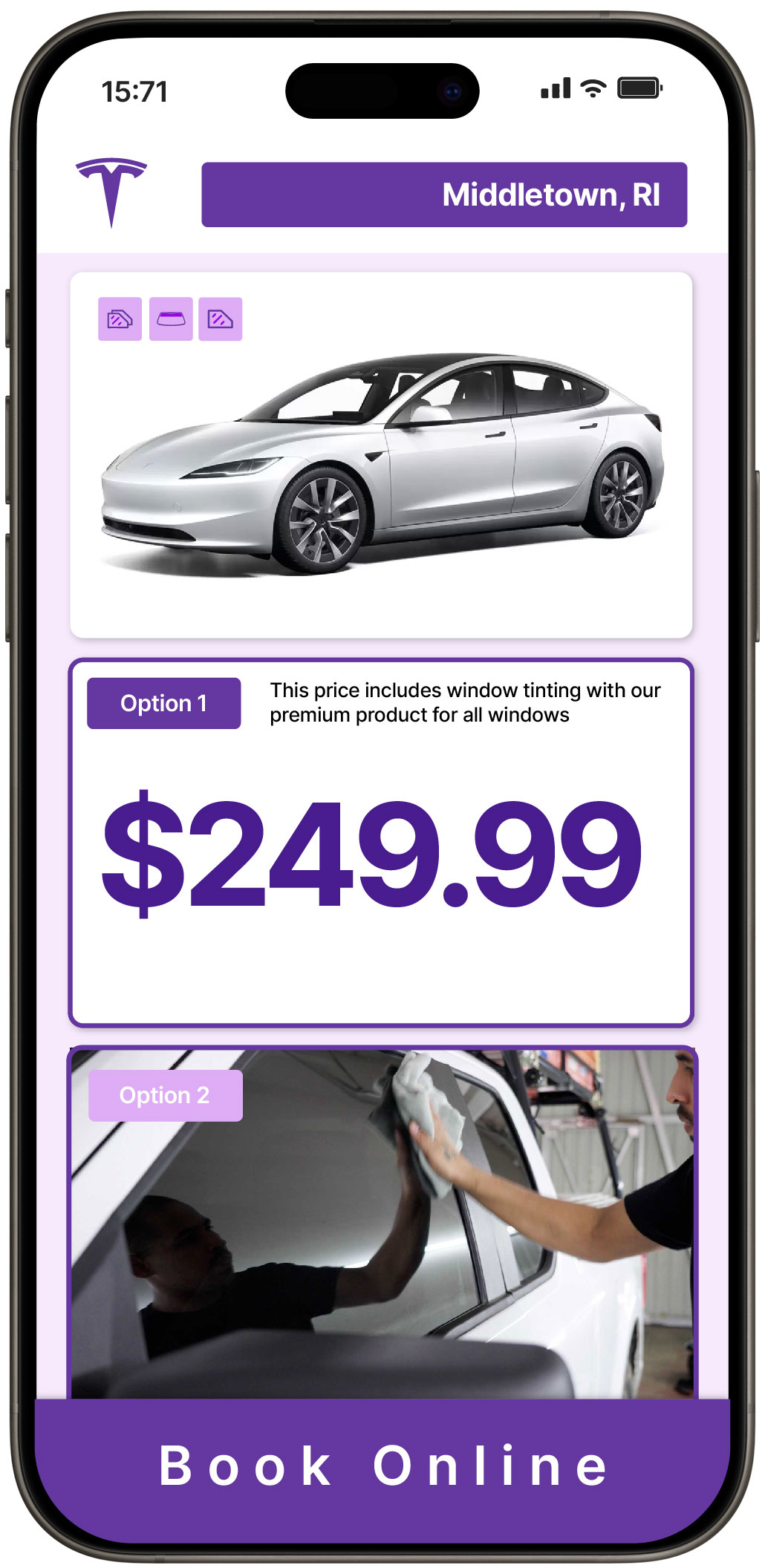 View Competitive Tesla Window Tinting Rates in Middletown, Rhode Island